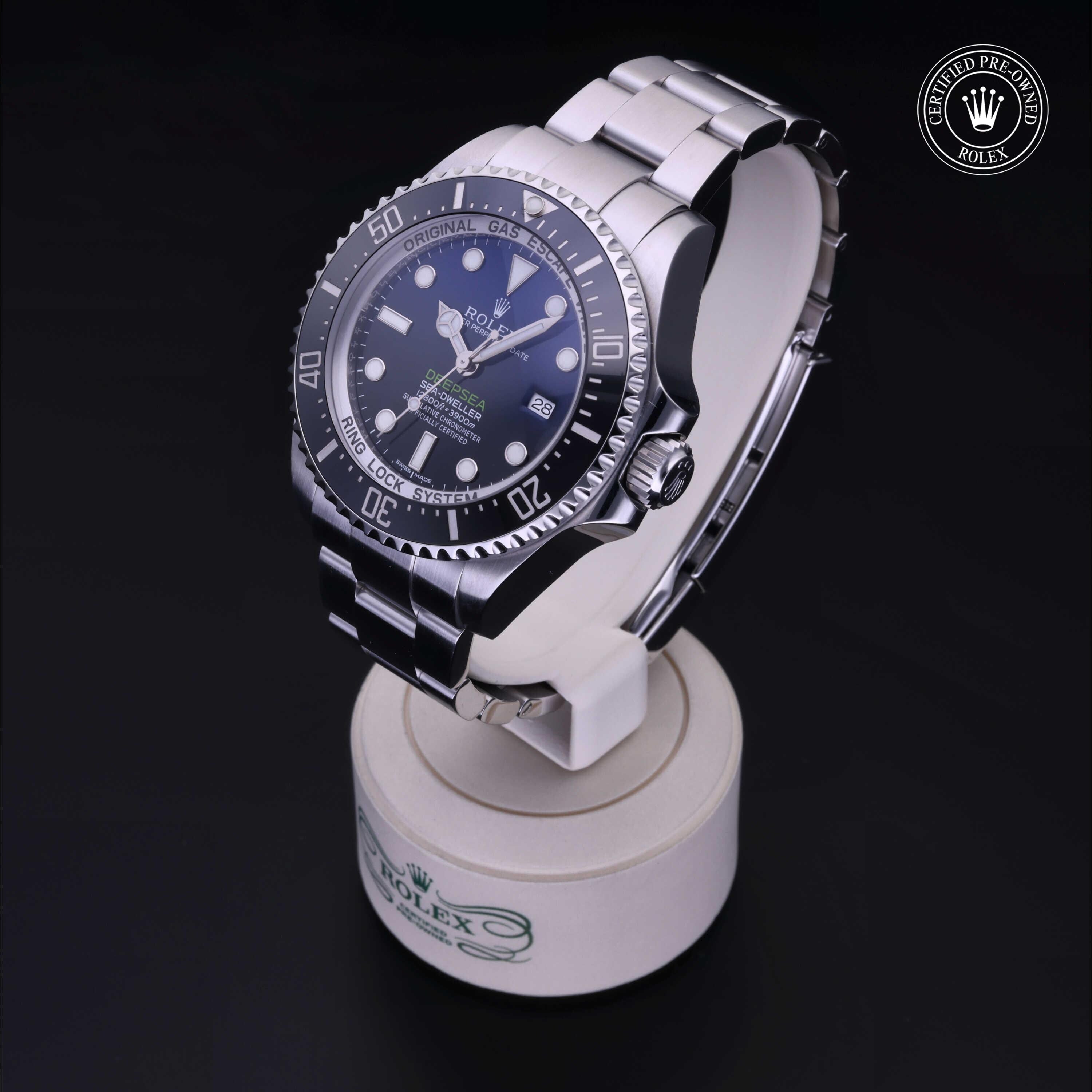Rolex Certified Pre-owned Sea-Dweller M116660-0003 front on black background