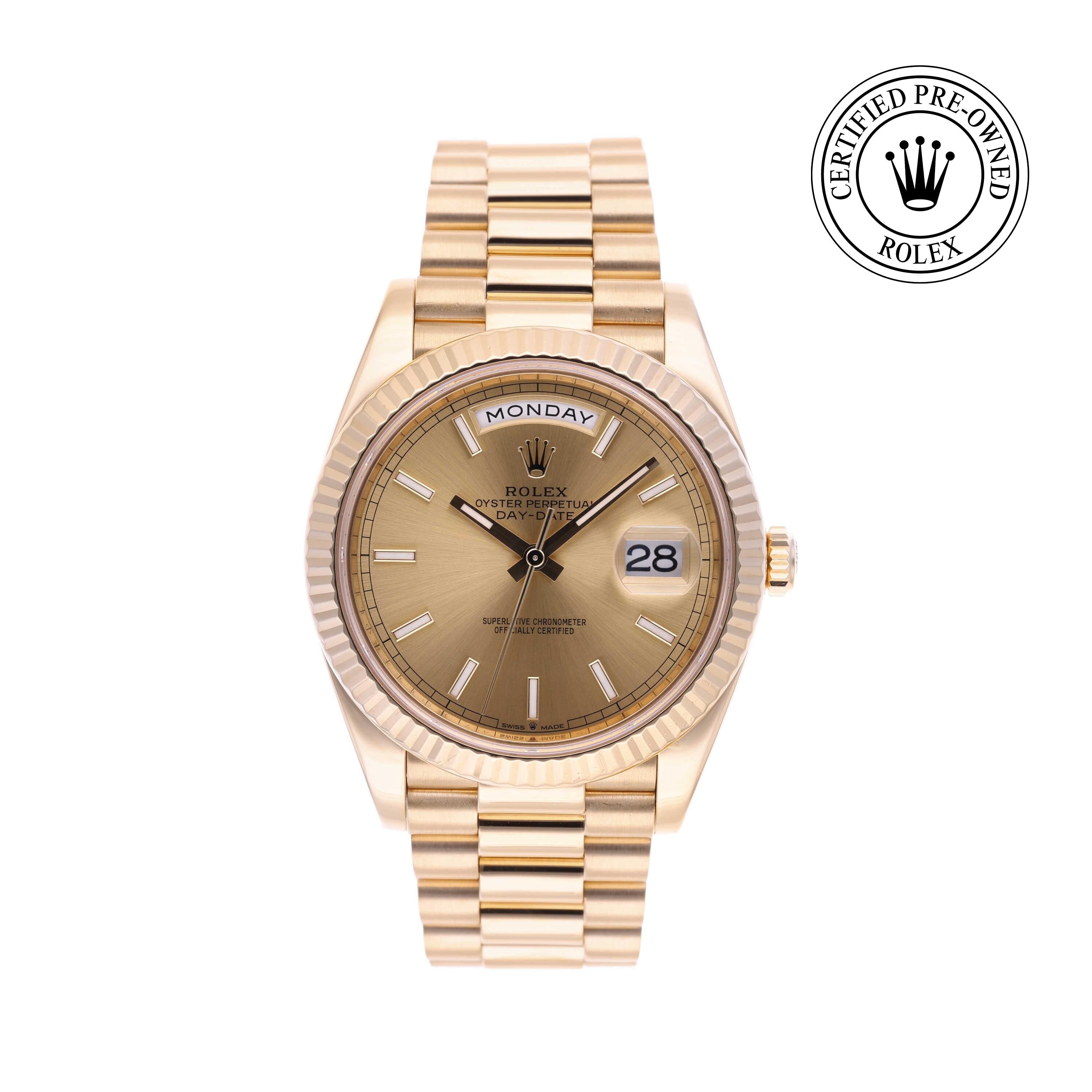 Rolex Certified Pre-owned Day-date M228238-0003 front on white background