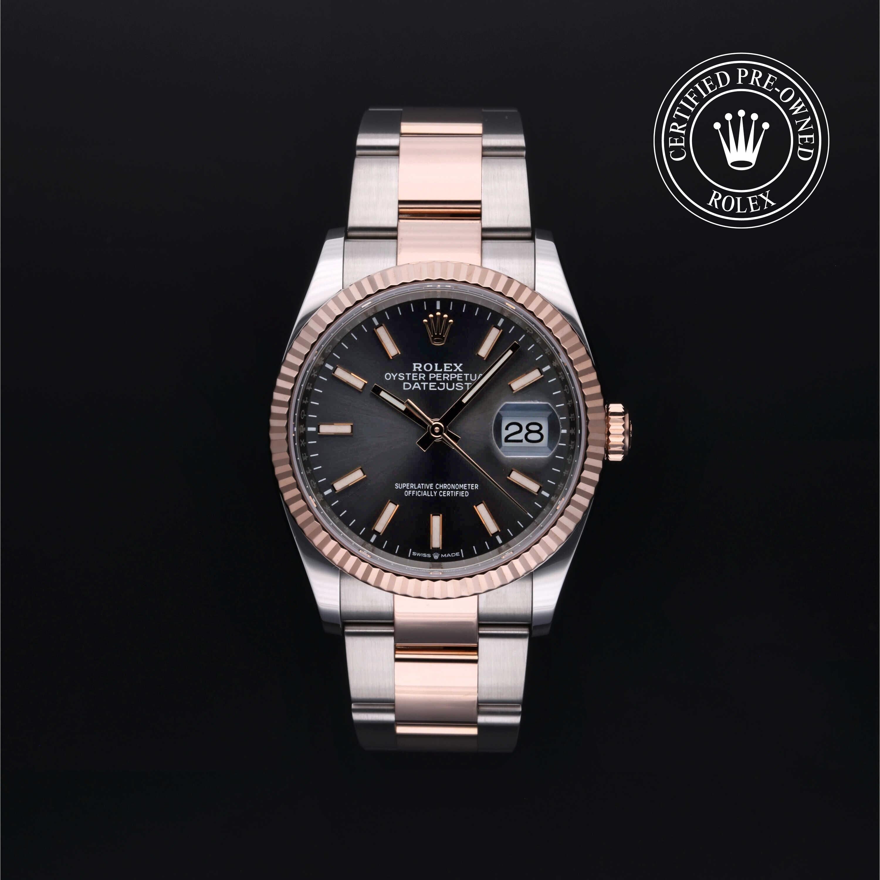 Rolex Certified Pre-owned Datejust M126231-0014 front on black background