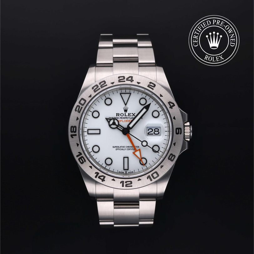 Rolex Certified Pre-owned Explorer M226570-0001 front on black background
