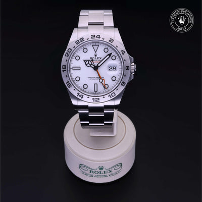 Rolex Certified Pre-owned Explorer M226570-0001 front on black background