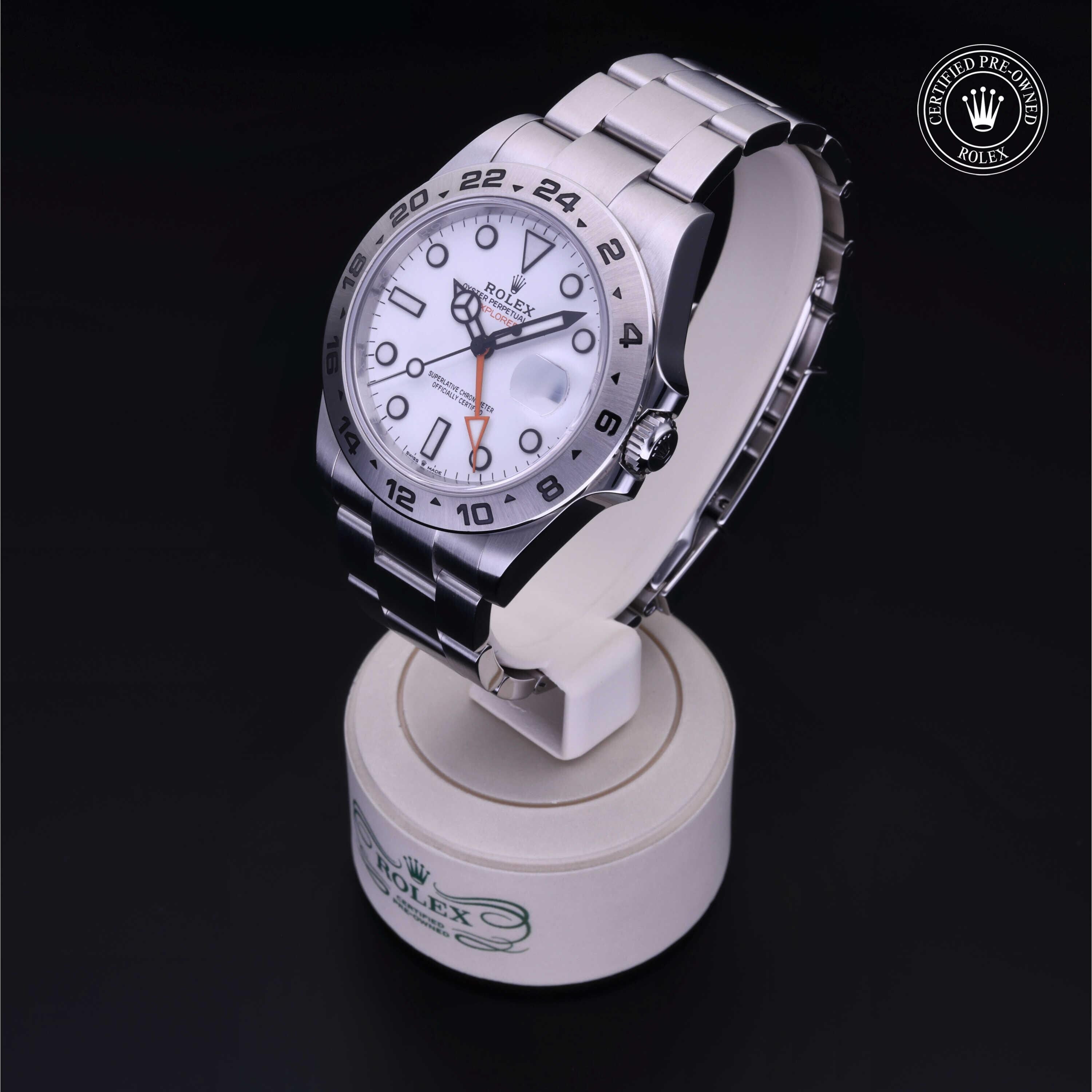 Rolex Certified Pre-owned Explorer M226570-0001 front on black background