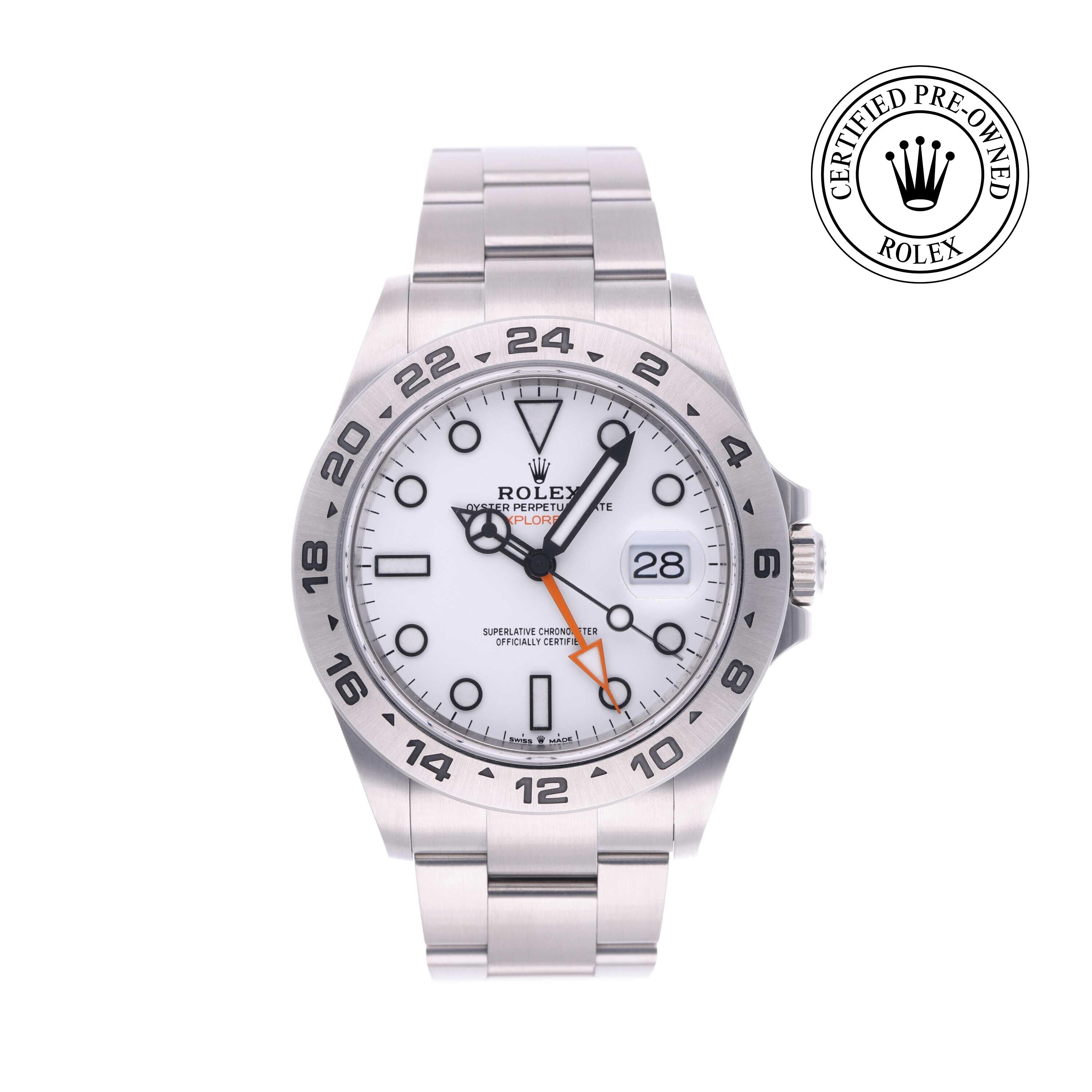 Rolex Certified Pre-owned Explorer M226570-0001 front on white background