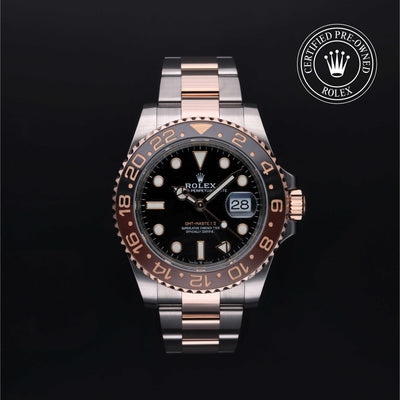 Rolex Certified Pre-owned GMT M126711CHNR-0002 front on black background