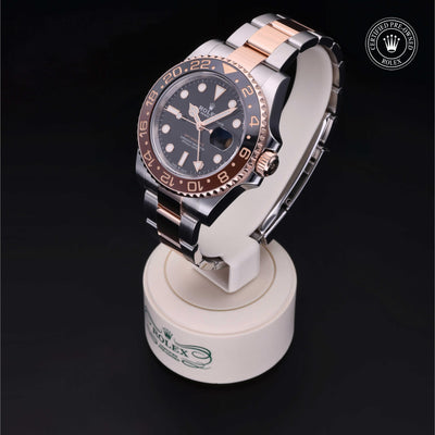 Rolex Certified Pre-owned GMT M126711CHNR-0002 front on black background