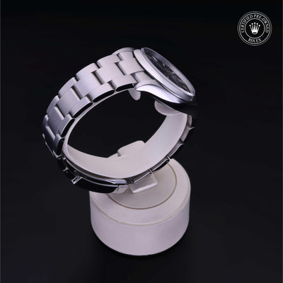 Rolex Certified Pre-owned Oyster Perpetual M126000-0014 front on black background