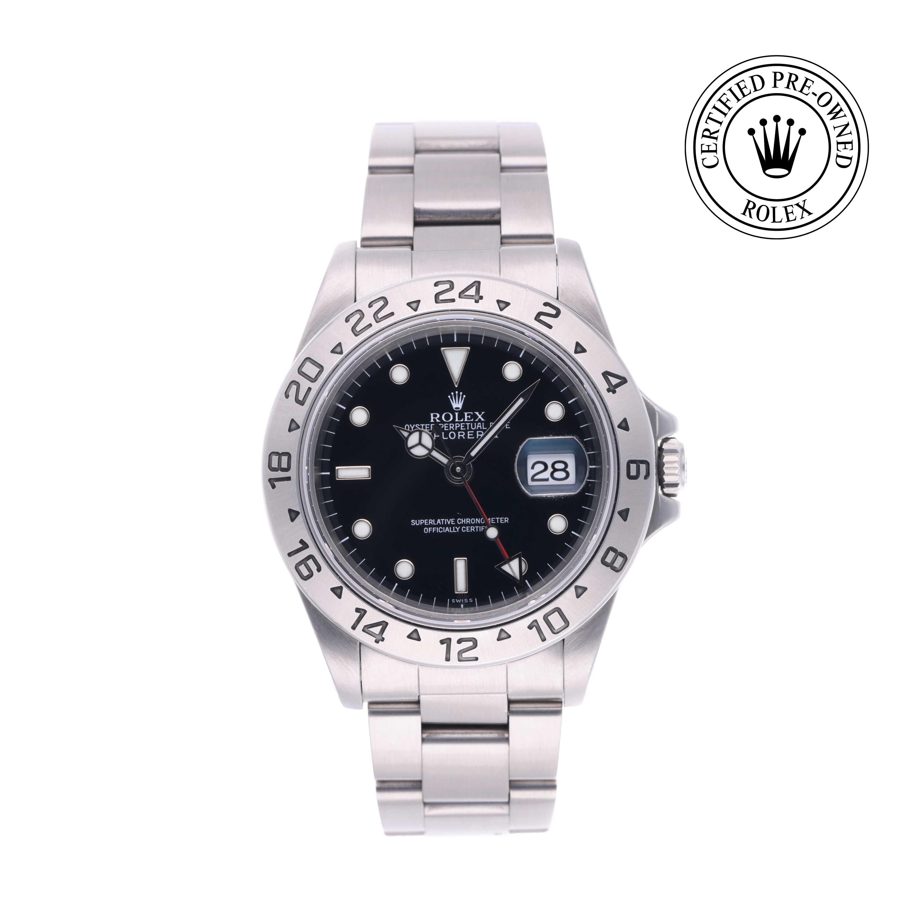 Rolex Certified Pre-owned Explorer M16570-0005 front on white background