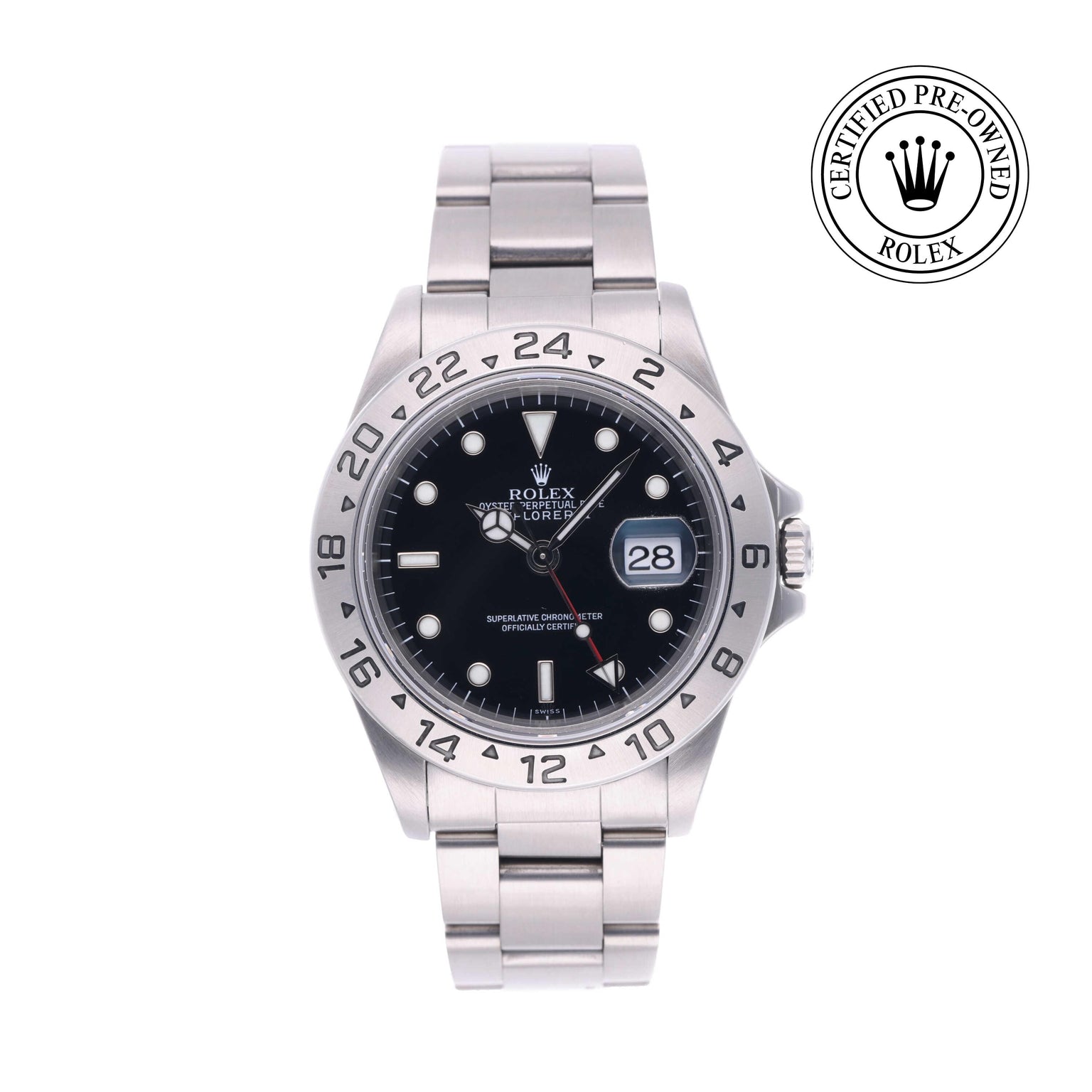 Rolex Certified Pre-owned Explorer M16570-0005 front on white background