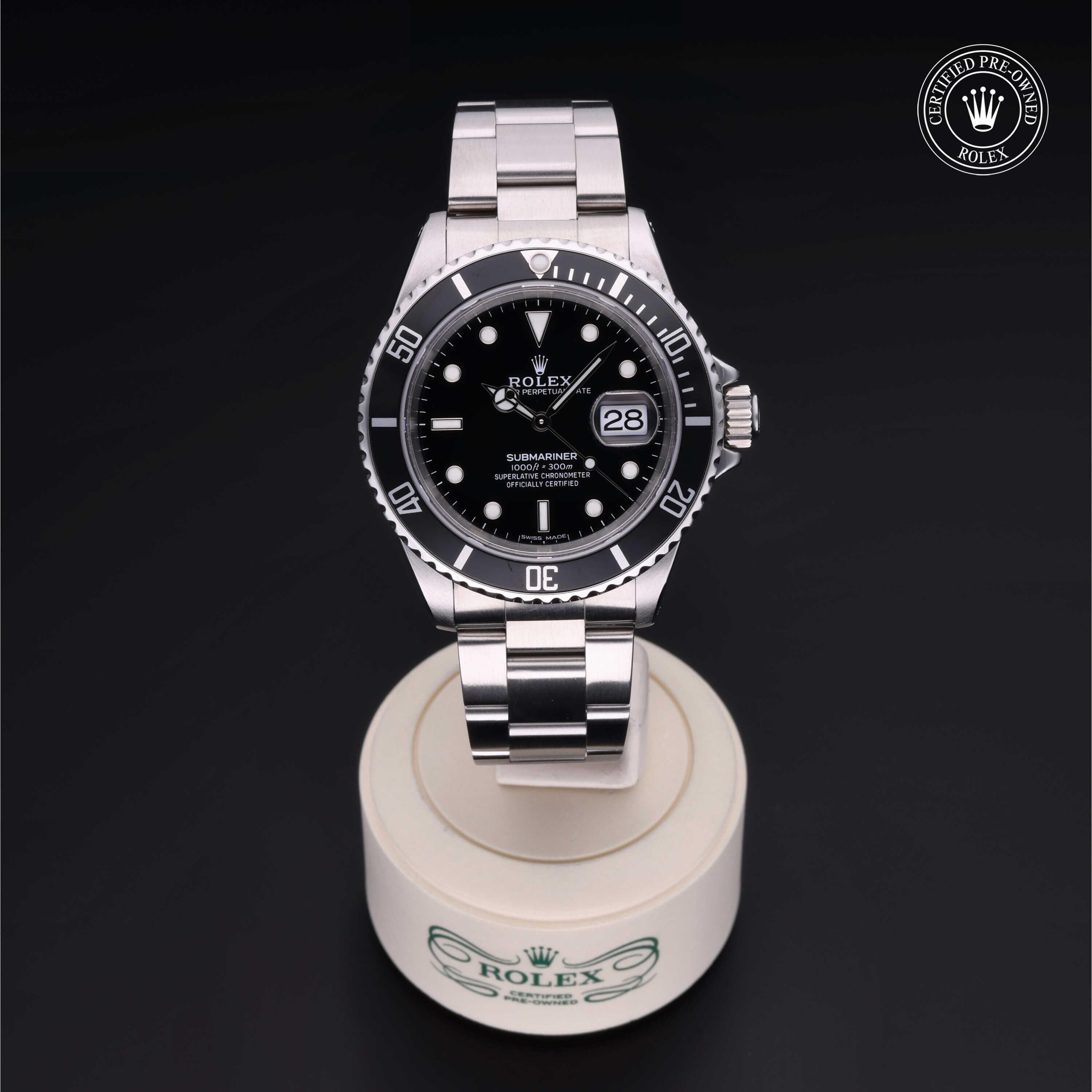 Rolex CPO Submariner M16610 front on white background