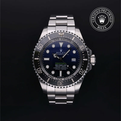 Rolex Certified Pre-owned Sea-Dweller M116660-0003 front on black background