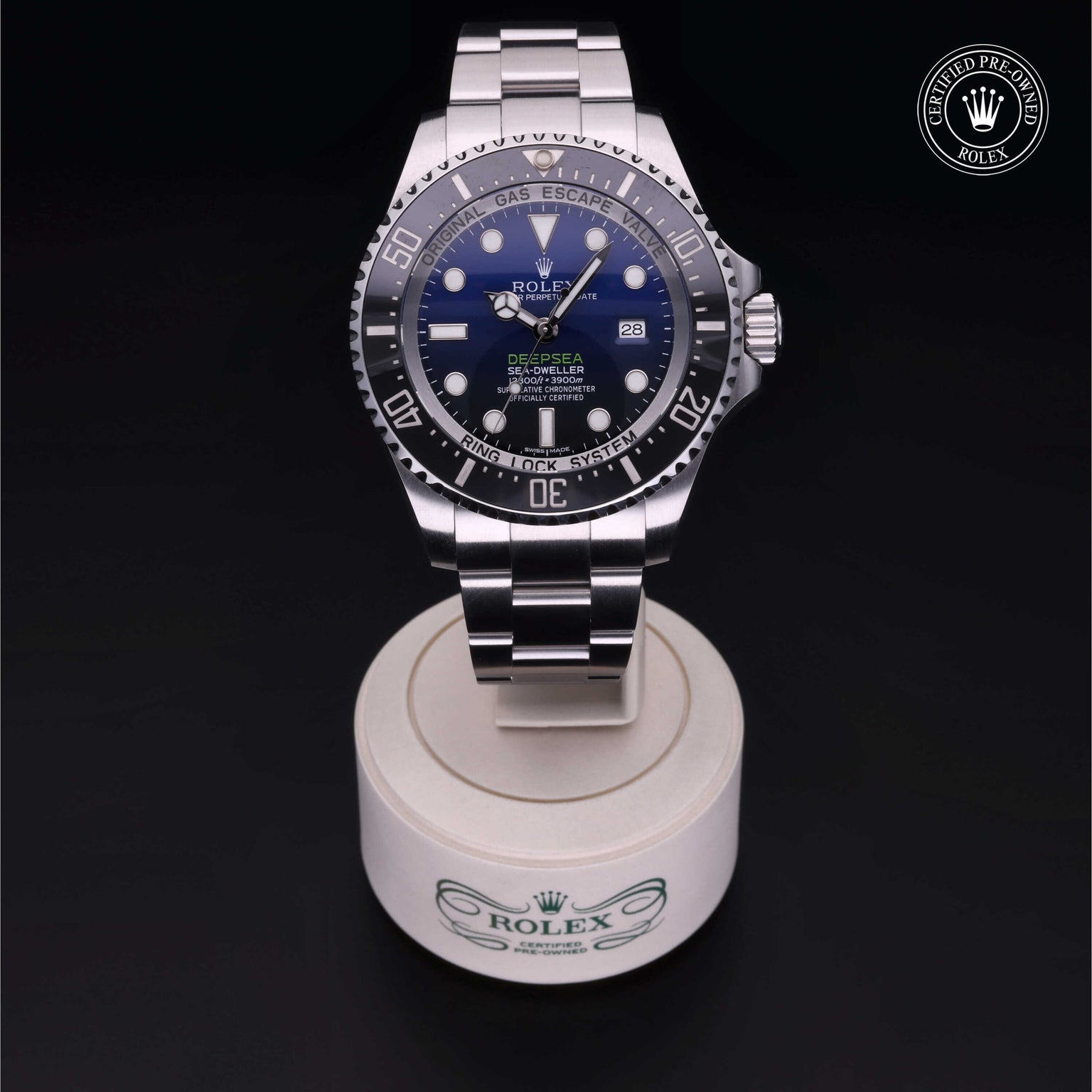 Rolex Certified Pre-owned Sea-Dweller M116660-0003 front on black background