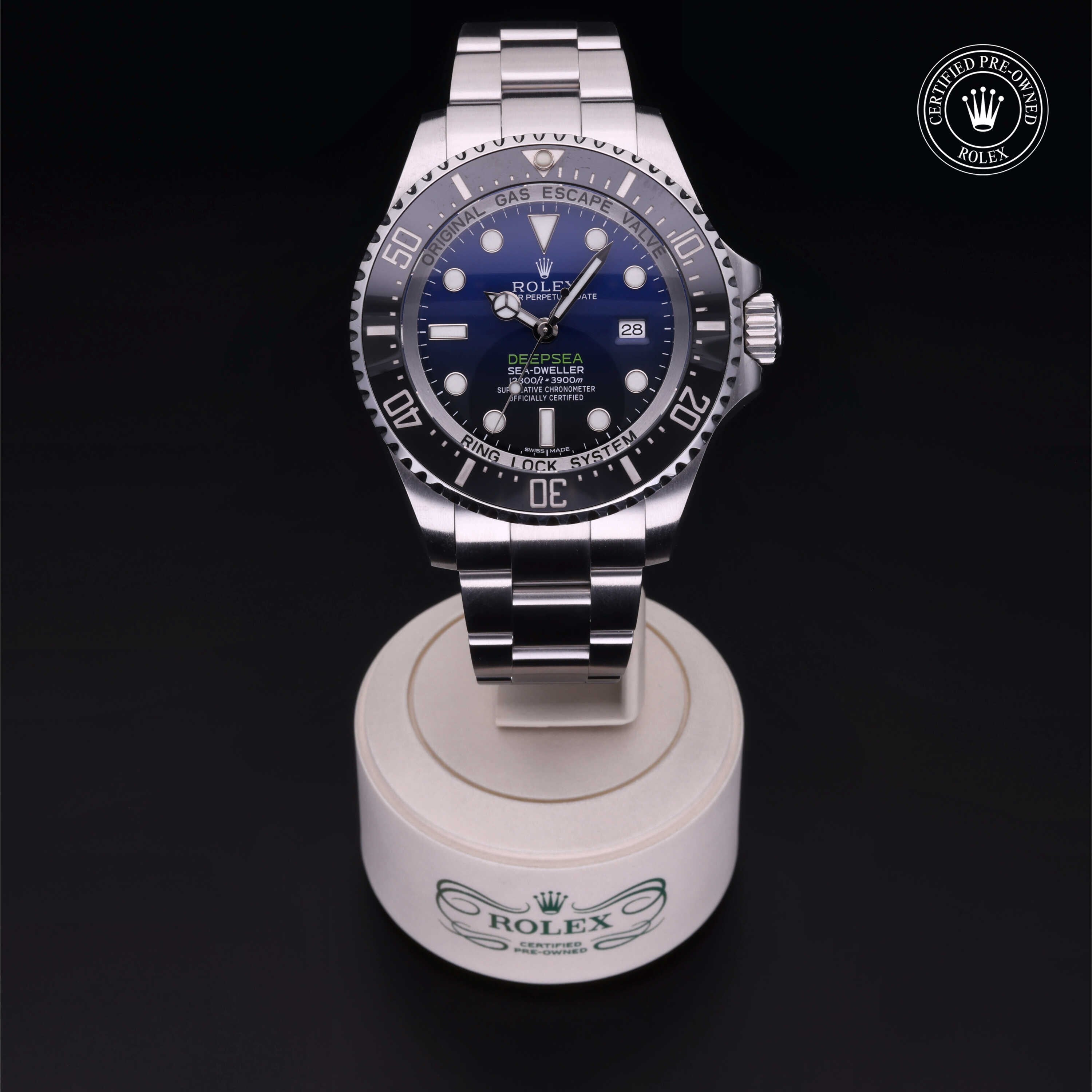 Rolex Certified Pre-owned Sea-Dweller M116660-0003 front on black background