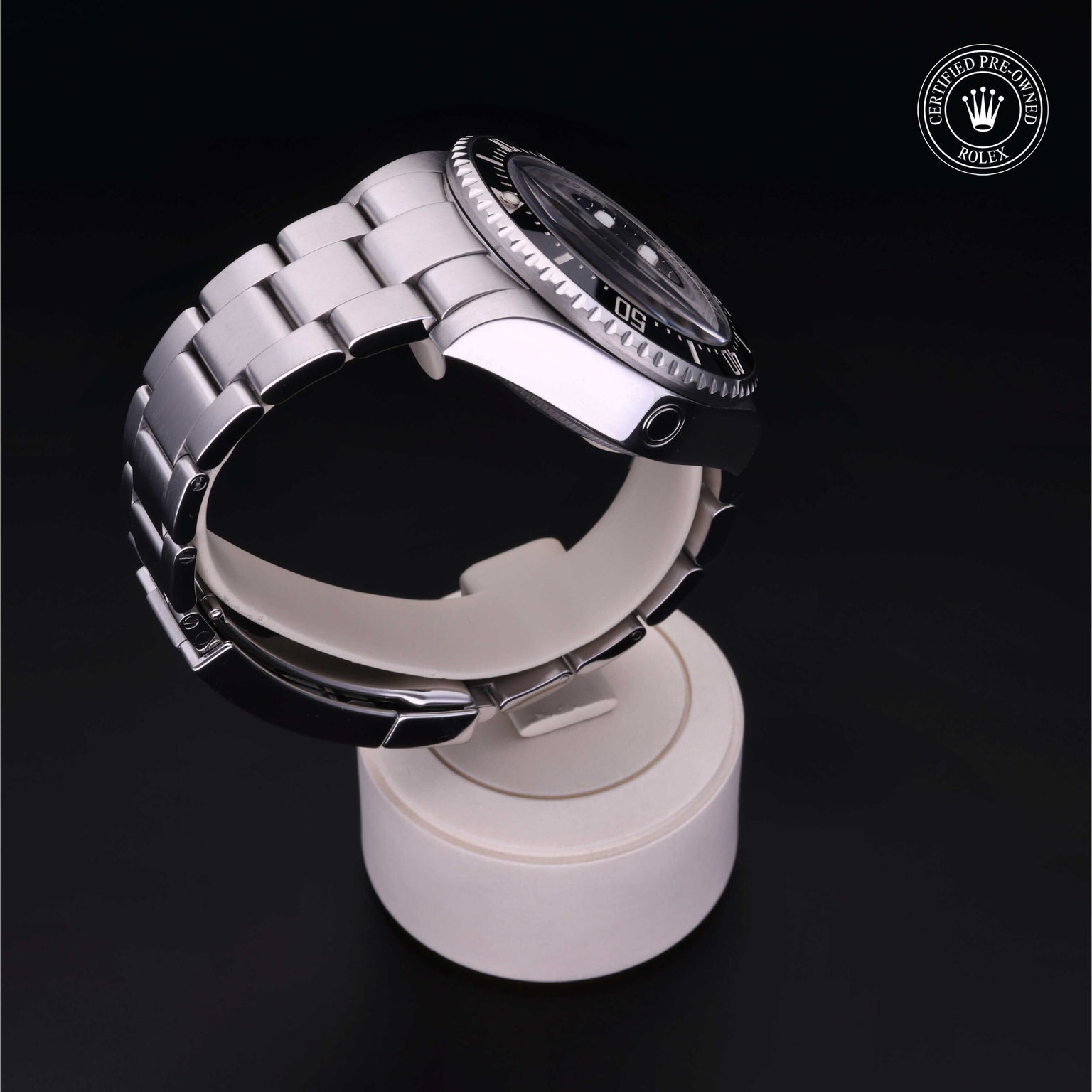 Rolex Certified Pre-owned Sea-Dweller M116660-0003 front on black background