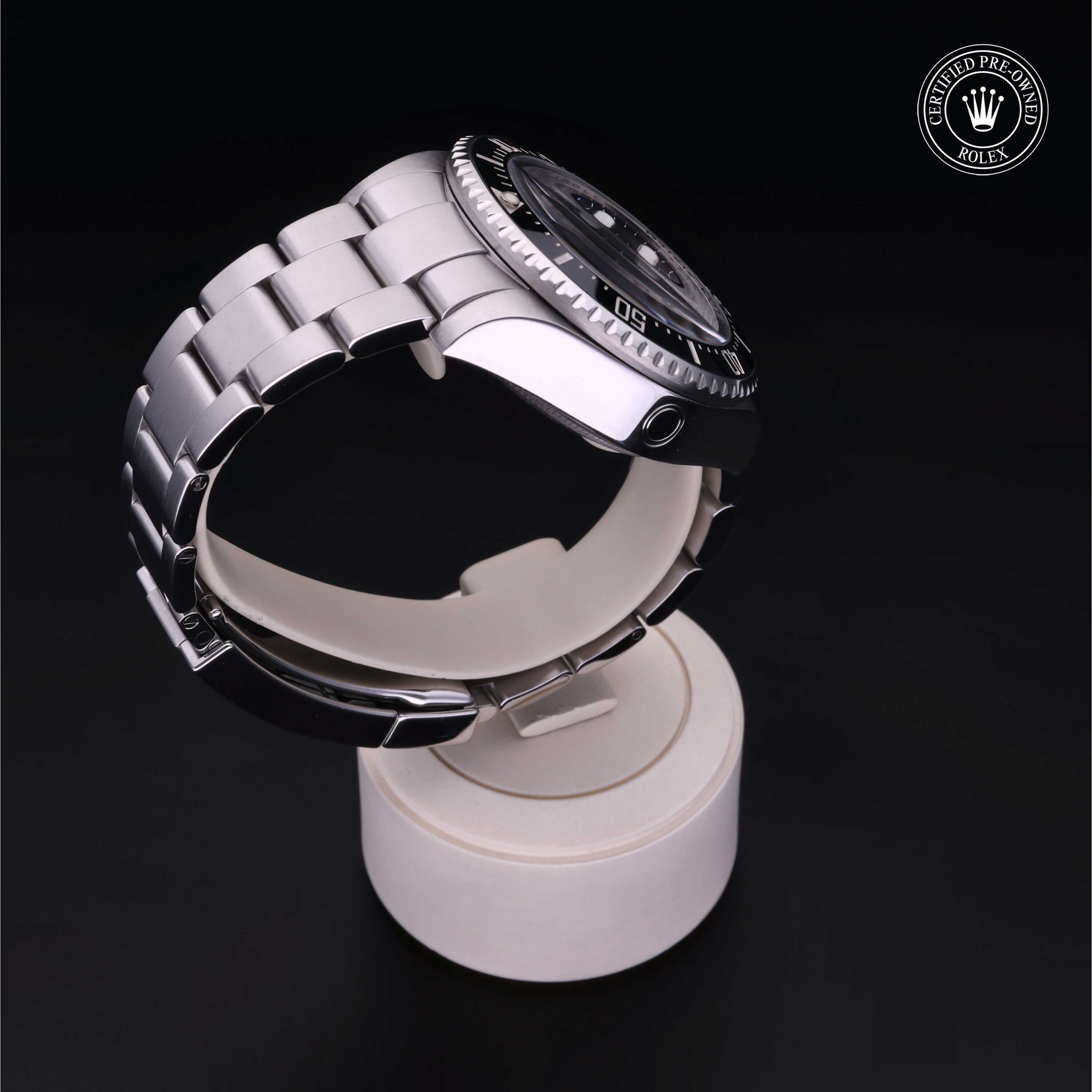 Rolex Certified Pre-owned Sea-Dweller M116660-0003 front on black background