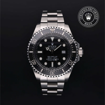 Rolex Certified Pre-owned Sea-Dweller M116660-0001 front on black background