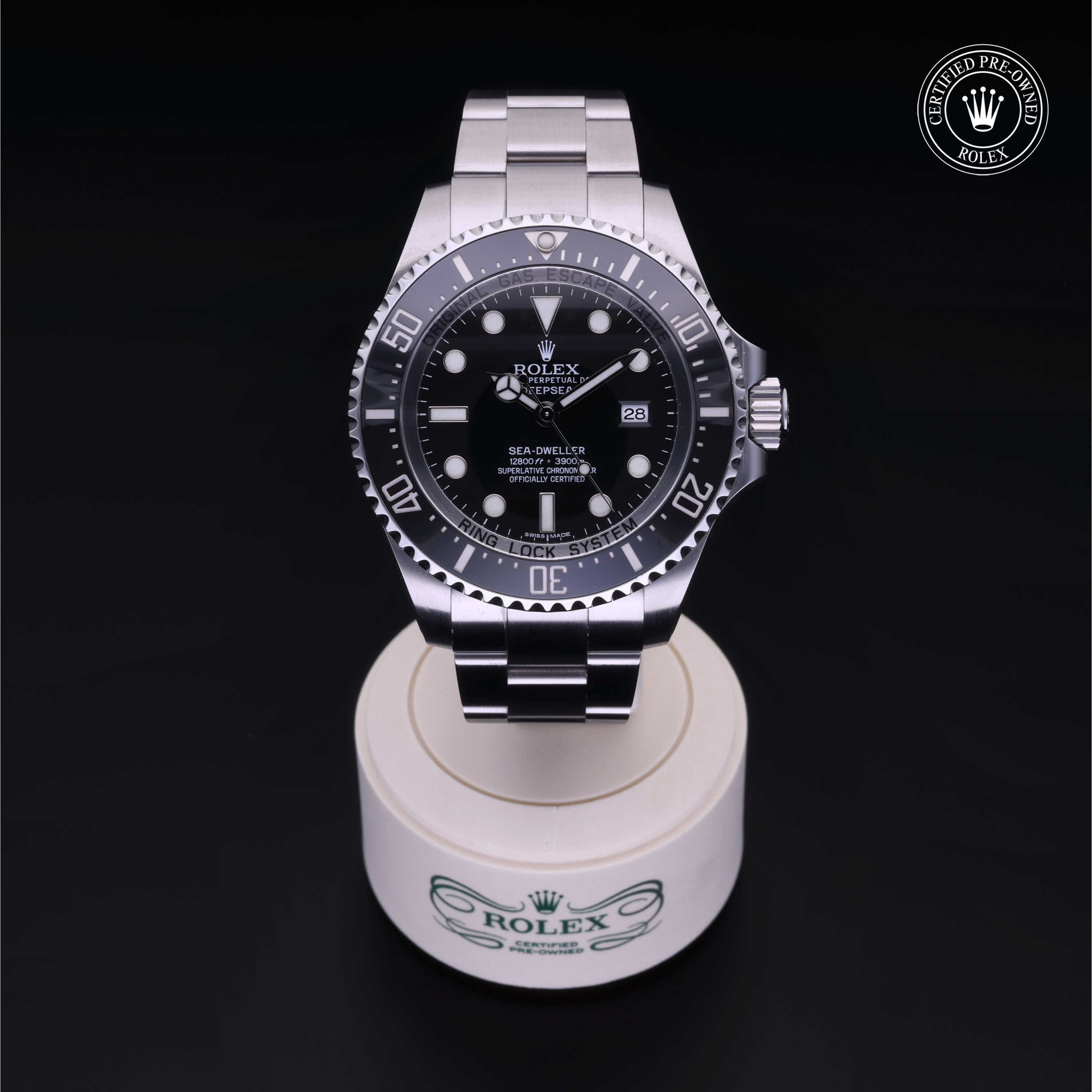 Rolex Certified Pre-owned Sea-Dweller M116660-0001 front on black background