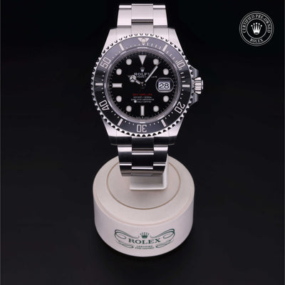 Rolex Certified Pre-owned Sea-Dweller M126600-0001 front on black background
