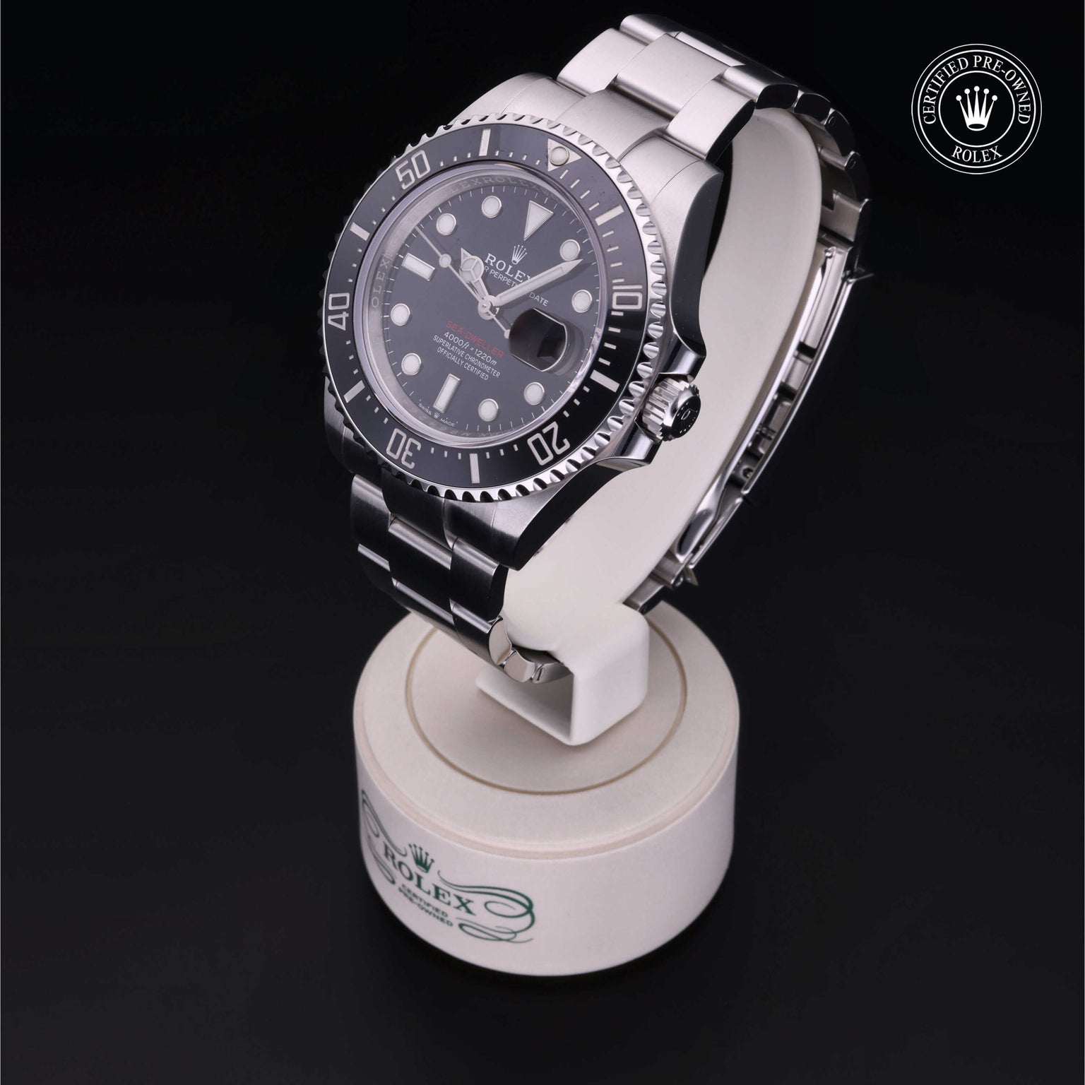 Rolex Certified Pre-owned Sea-Dweller M126600-0001 front on black background