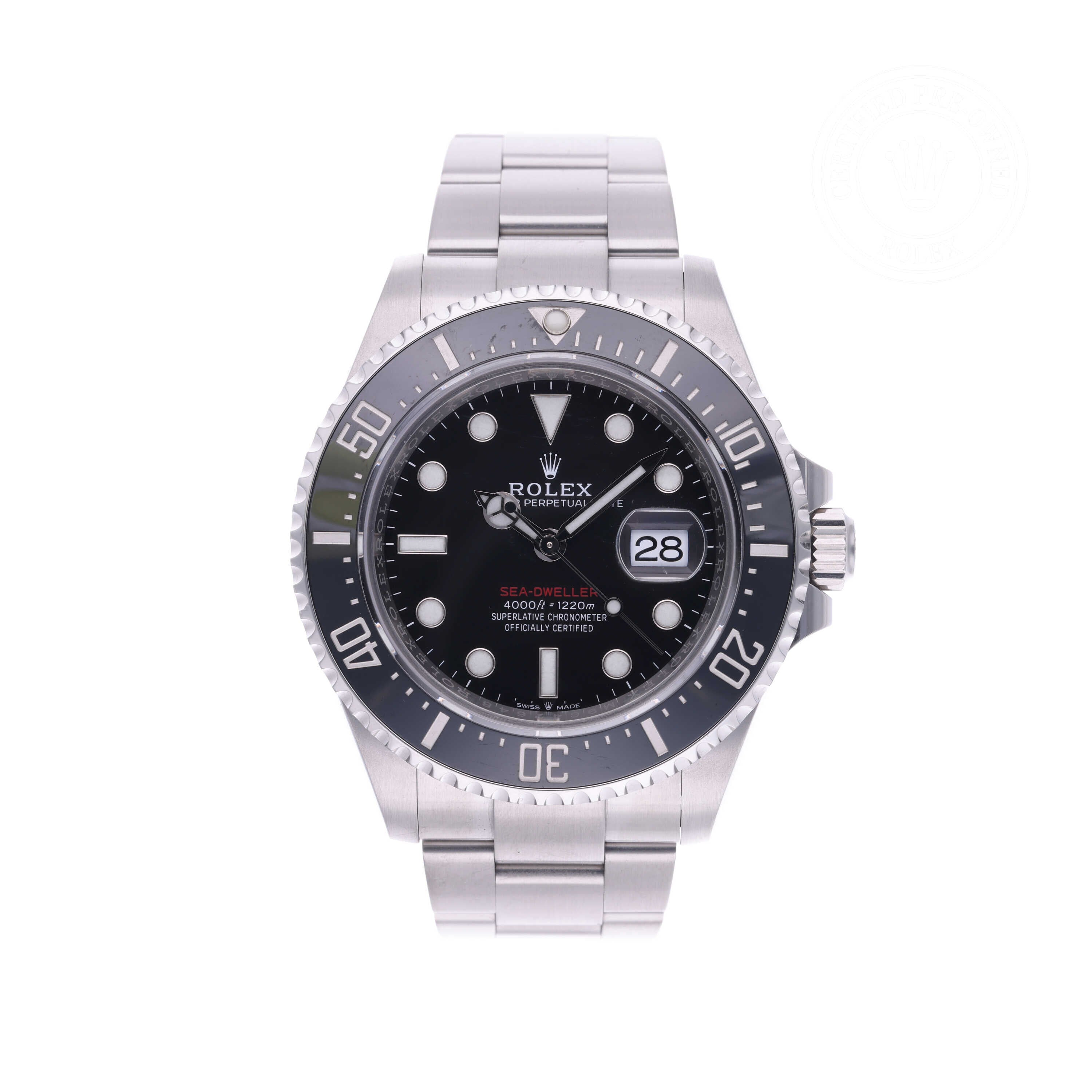 Rolex Certified Pre-owned Sea-Dweller M126600-0001 front on white background