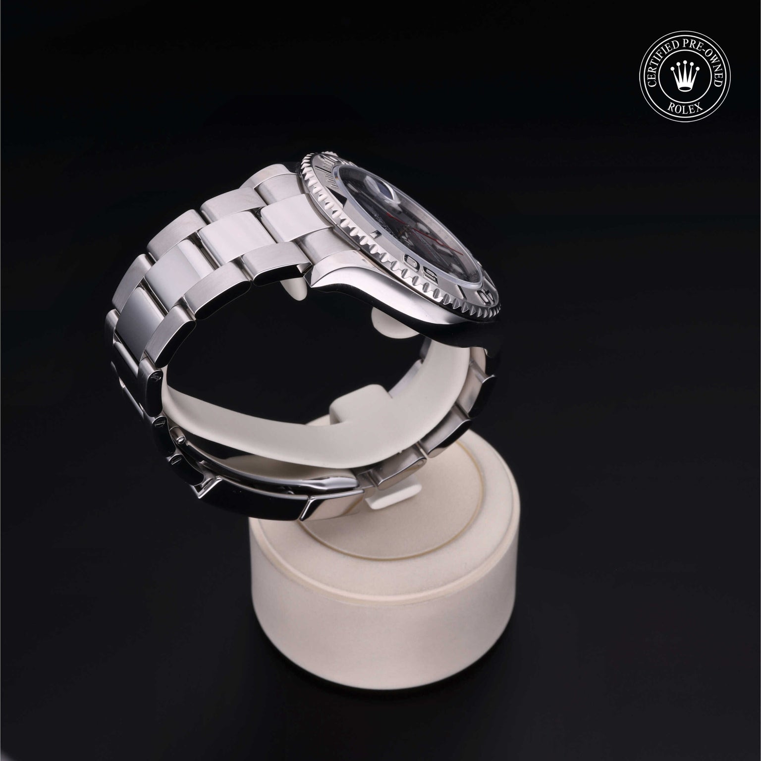 Rolex Certified Pre-owned Yacht-Master M126622-0002 front on black background