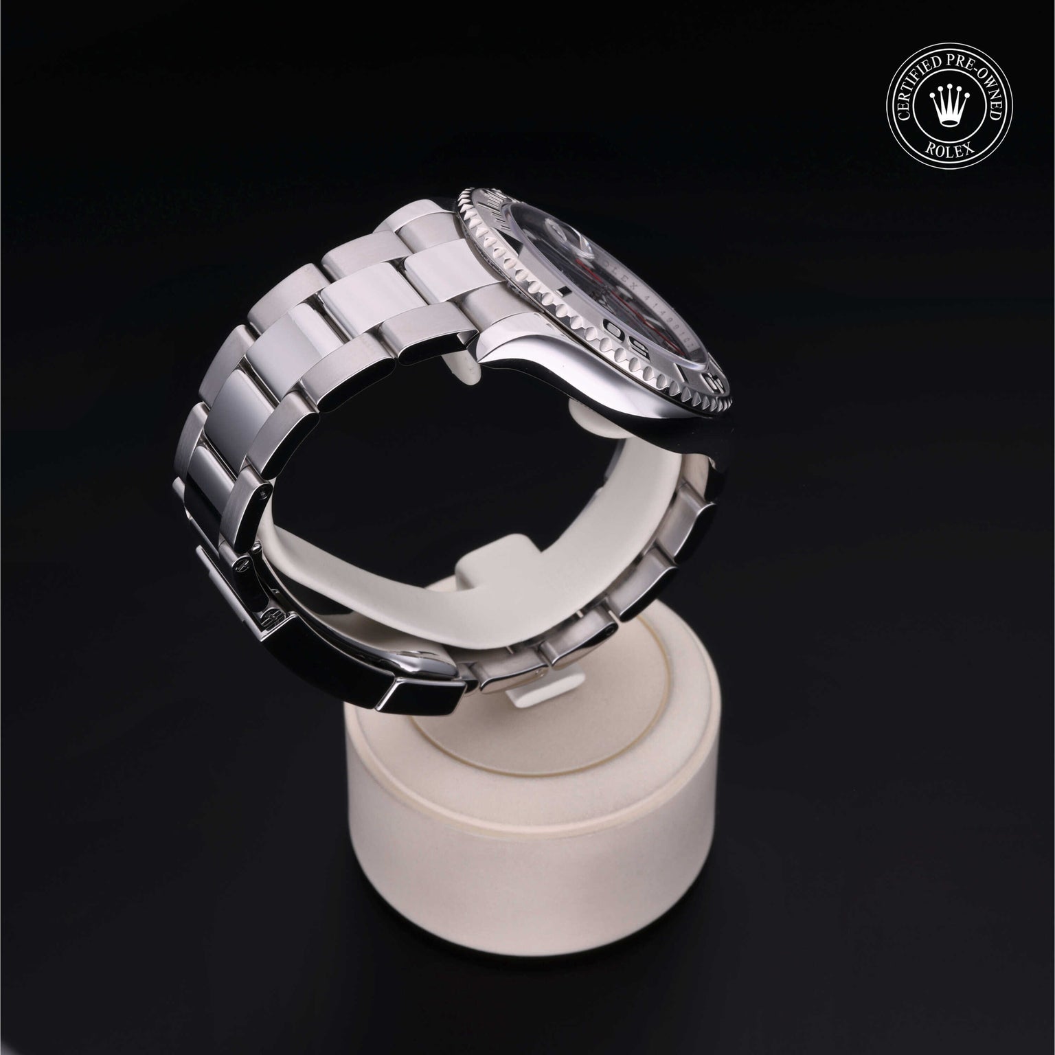 Rolex Certified Pre-owned Yacht-Master M116622-0001 front on black background