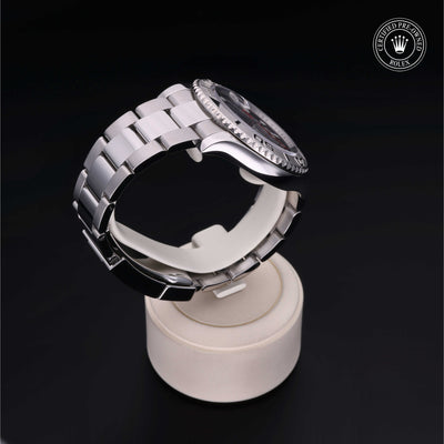 Rolex Certified Pre-owned Yacht-Master M116622-0001 front on black background