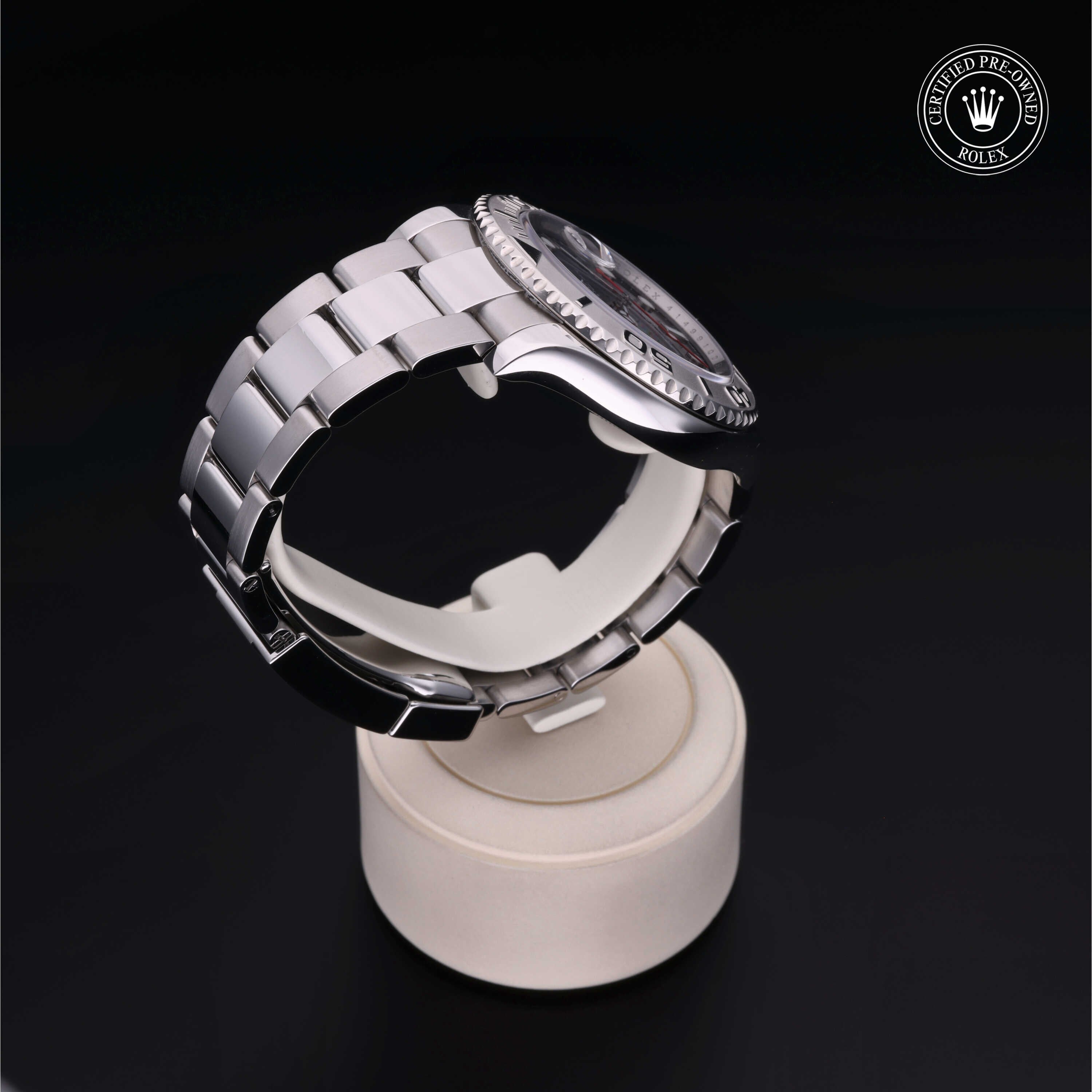 Rolex Certified Pre-owned Yacht-Master M116622-0001 front on black background