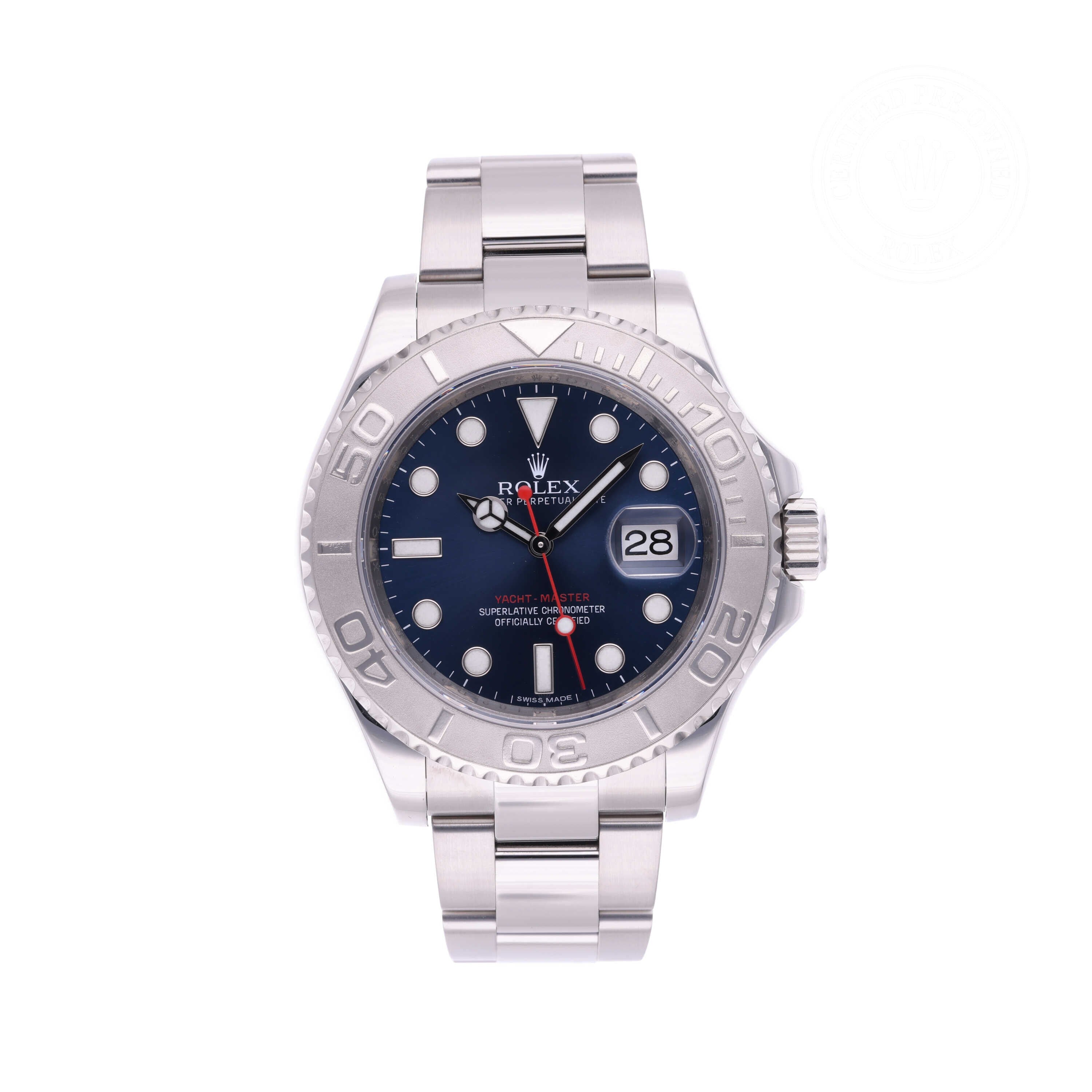 Rolex Certified Pre-owned Yacht-Master M116622-0001 front on white background