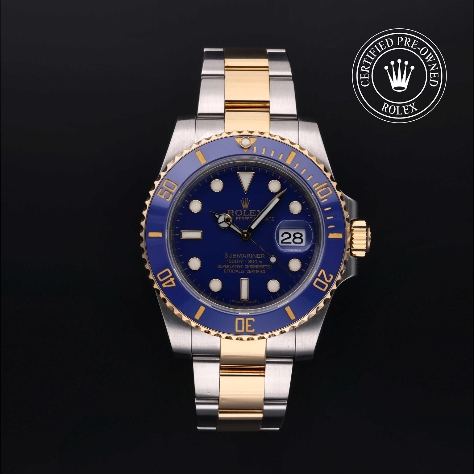 Rolex CPO Submariner M116613LB front on white background