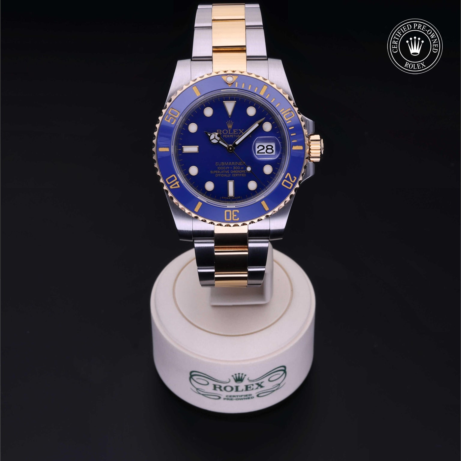 Rolex CPO Submariner M116613LB front on white background