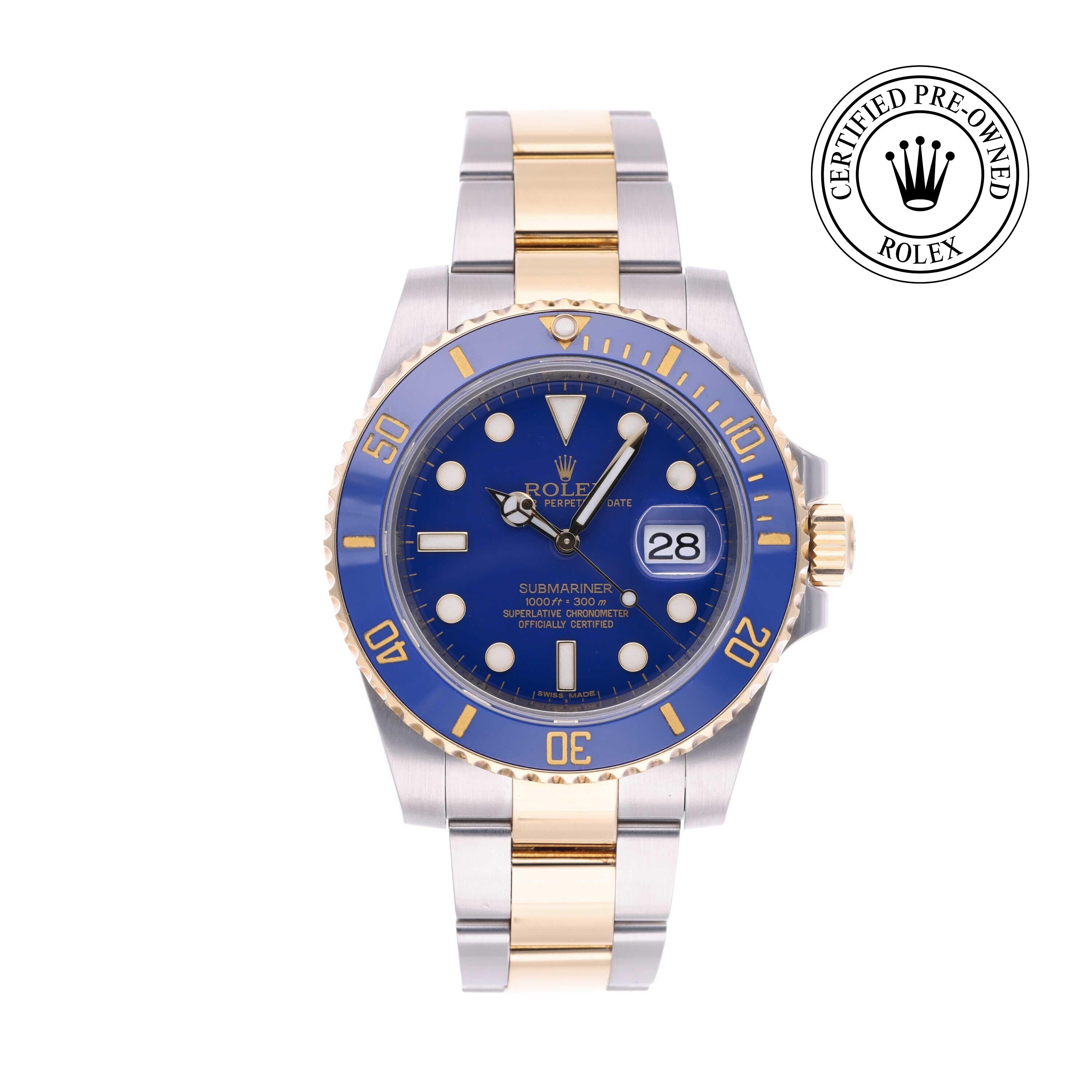 Rolex CPO Submariner M116613LB front on white background
