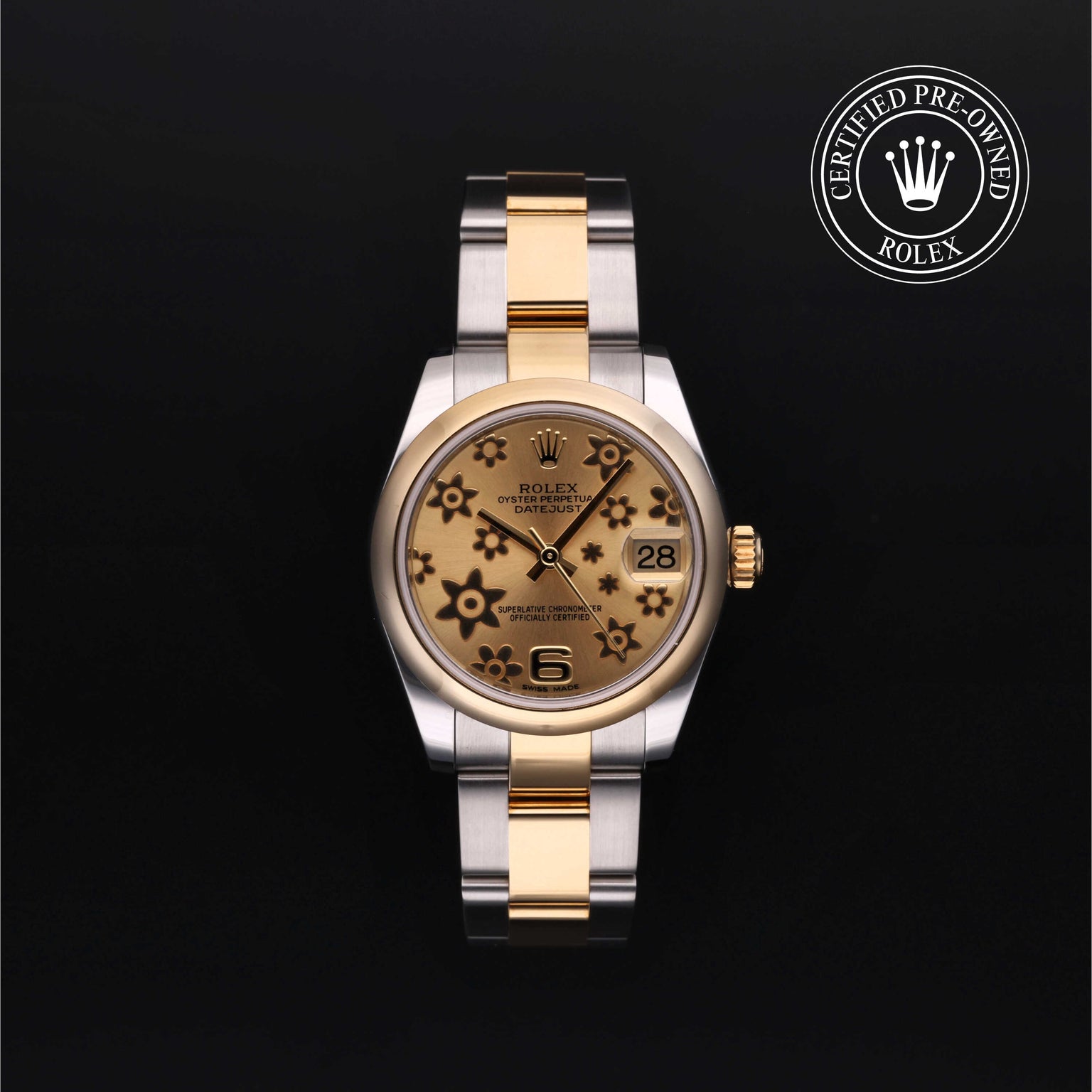 Rolex Certified Pre-owned Lady Datejust M178243-0024 front on black background