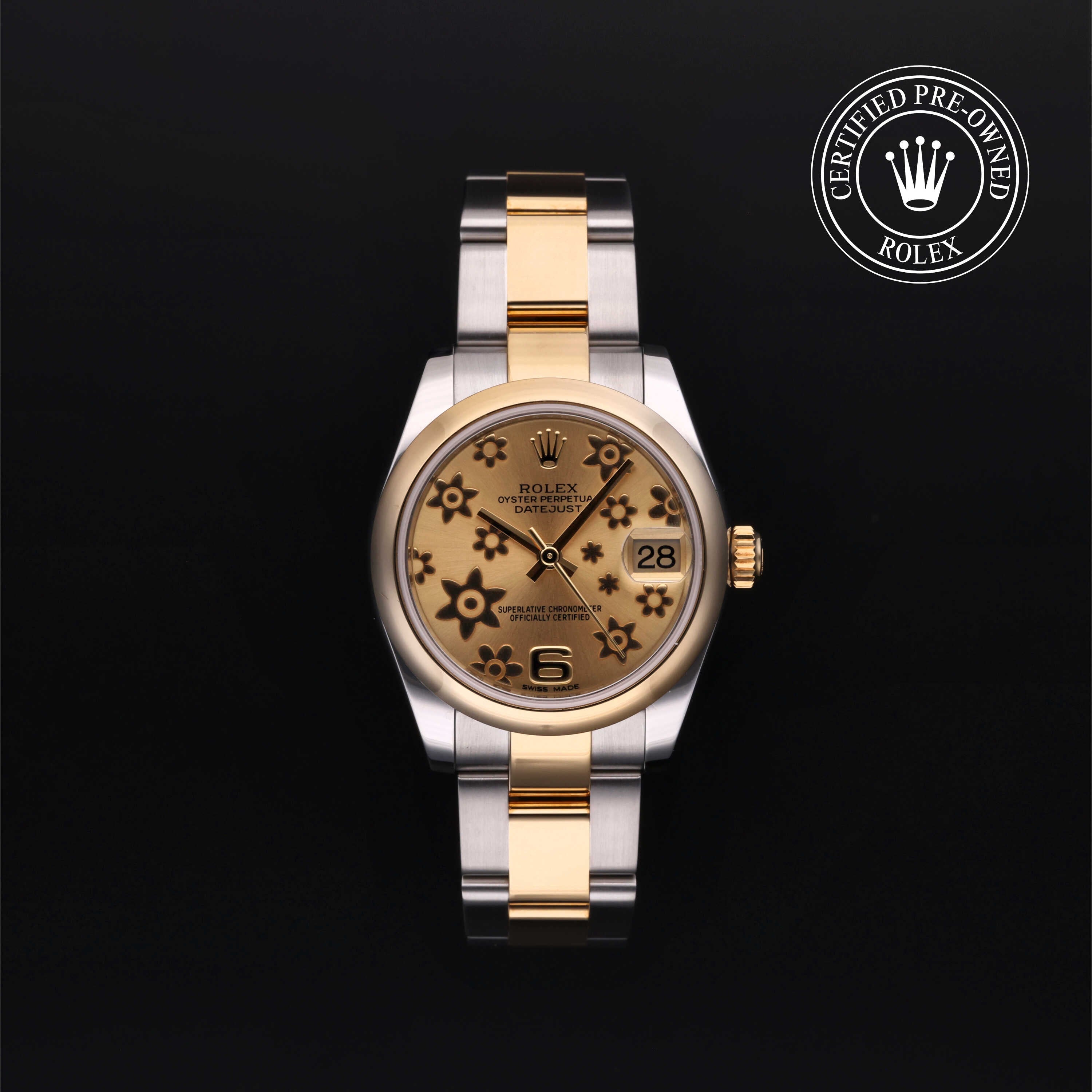 Rolex Certified Pre-owned Lady Datejust M178243-0024 front on black background