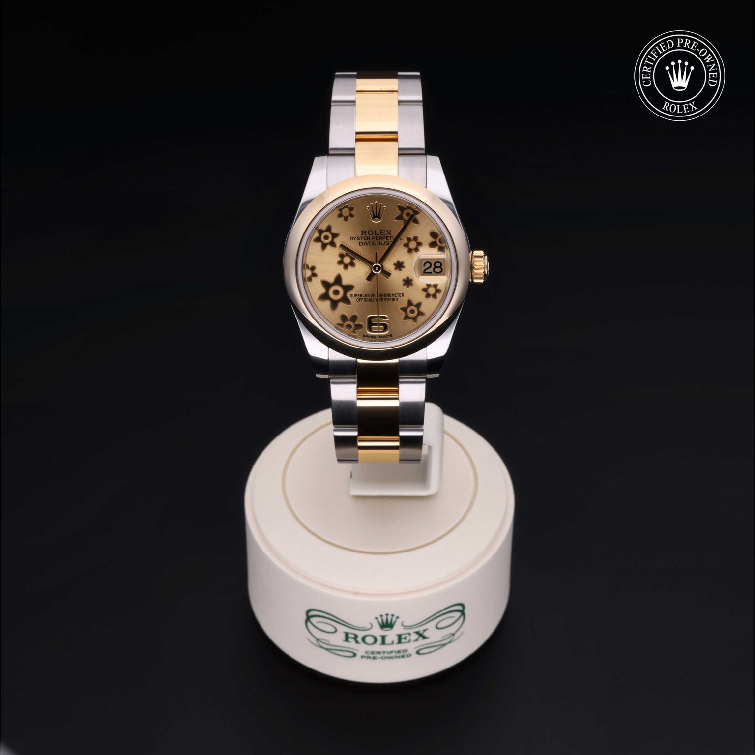 Rolex Certified Pre-owned Lady Datejust M178243-0024 front on black background