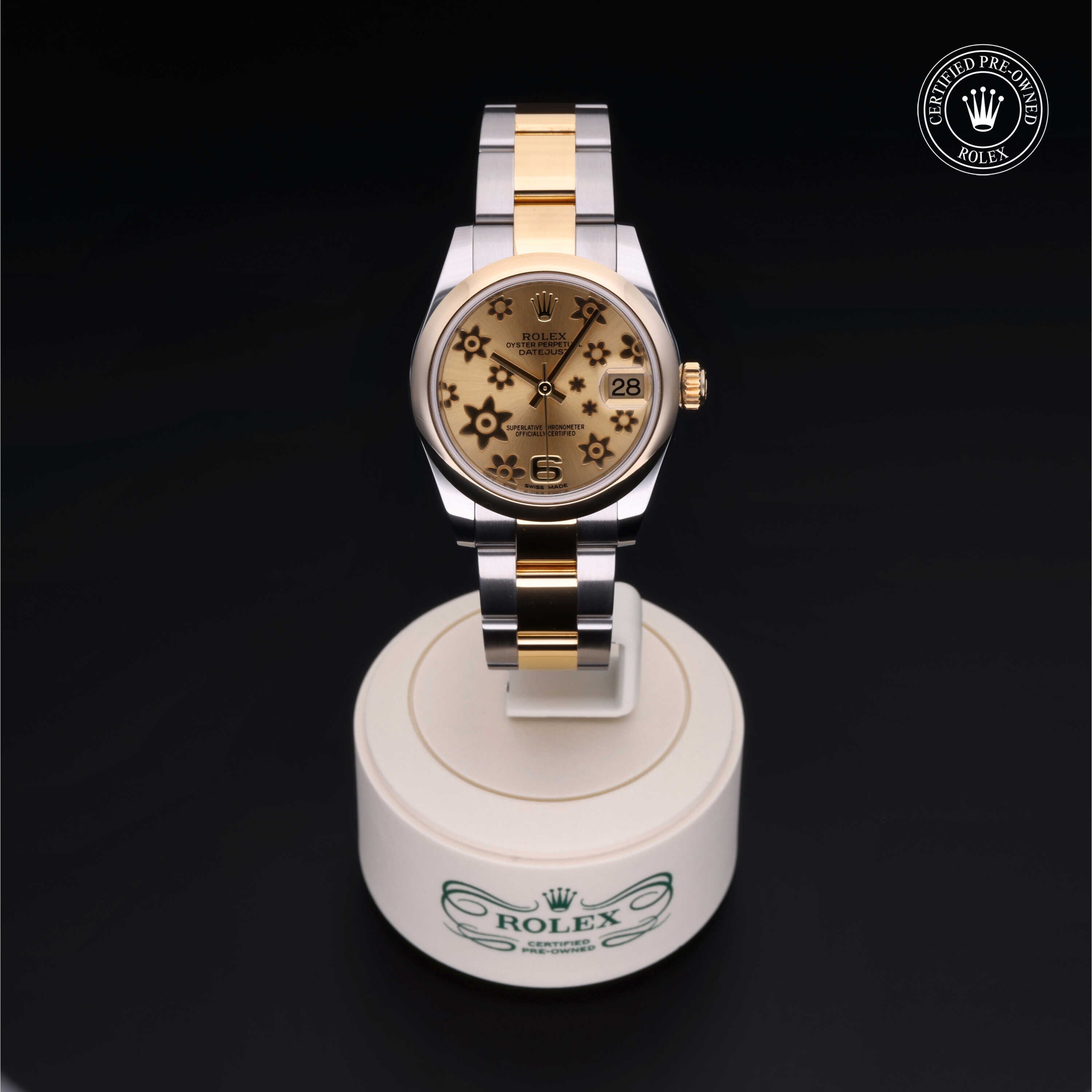 Rolex Certified Pre-owned Lady Datejust M178243-0024 front on black background