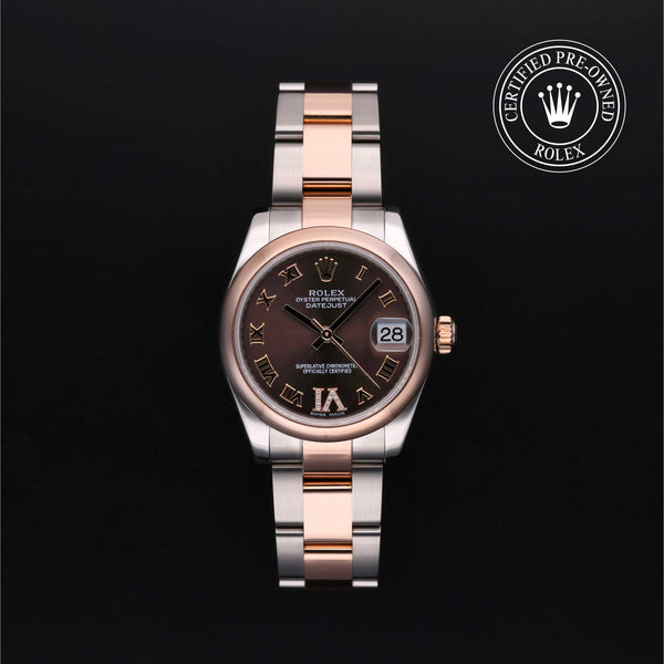Rolex Certified Pre-owned Lady Datejust M178241-0074 front on black background