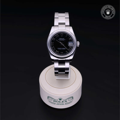 Rolex Certified Pre-owned Lady Datejust M178240-0013 front on black background