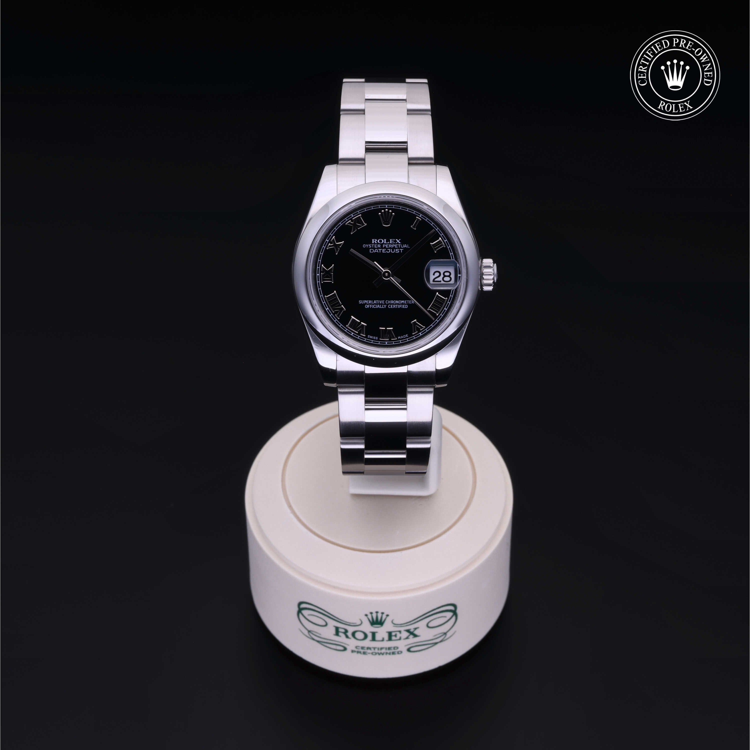 Rolex Certified Pre-owned Lady Datejust M178240-0013 front on black background