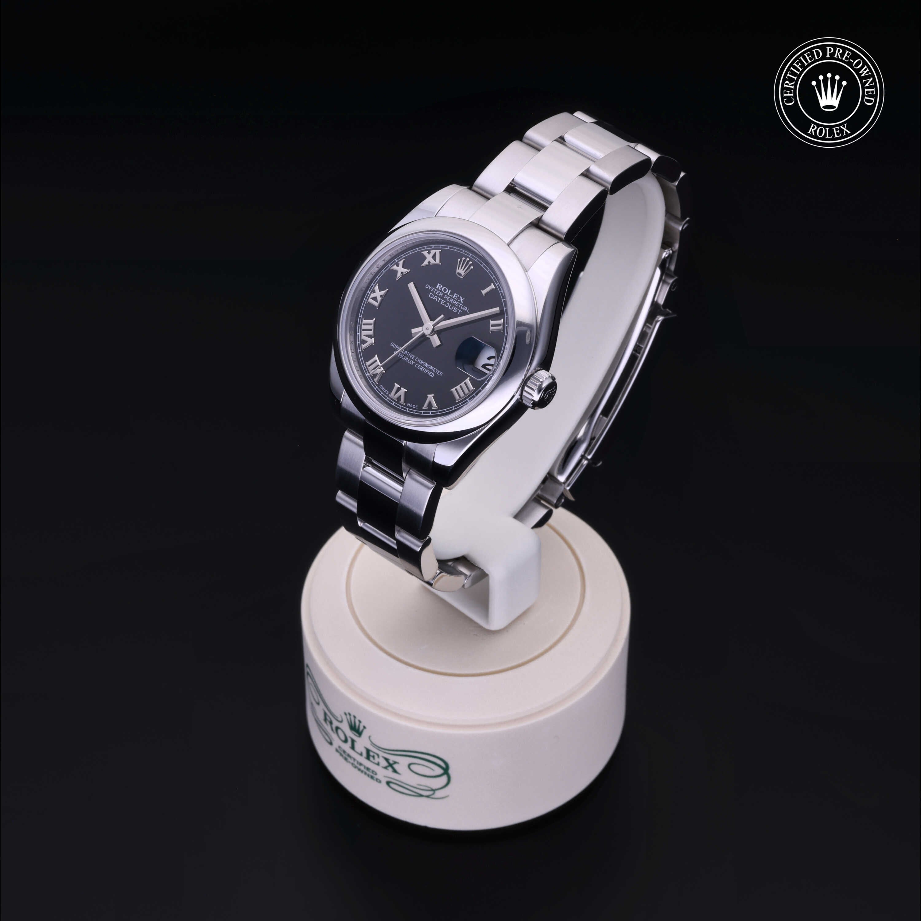Rolex Certified Pre-owned Lady Datejust M178240-0013 front on black background