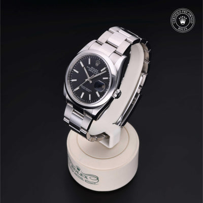 Rolex Certified Pre-owned Datejust M126200-0004 front on black background