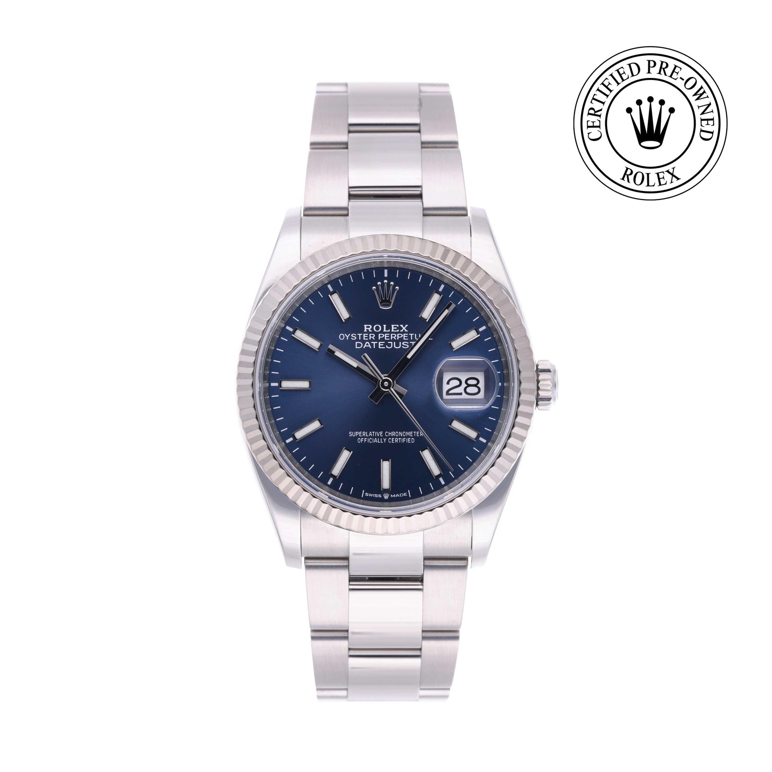 Rolex CPO Datejust M126234 front on white background