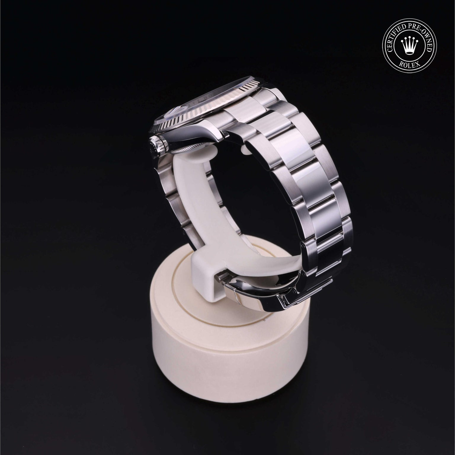 Rolex Certified Pre-owned Datejust M126234-0028 front on black background