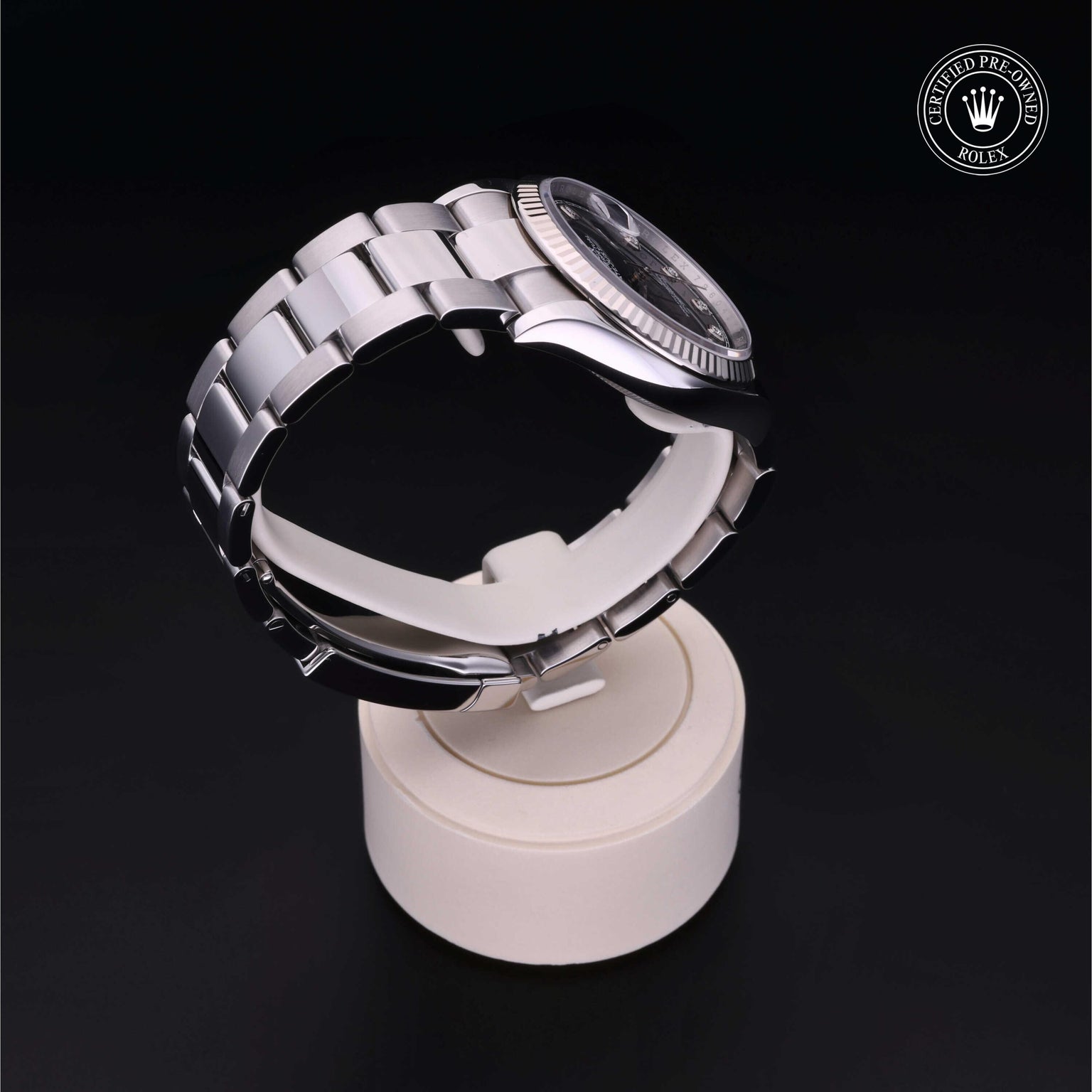 Rolex Certified Pre-owned Datejust M126234-0028 front on black background