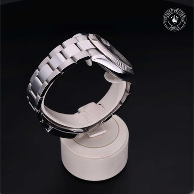 Rolex Certified Pre-owned Datejust M126334-0013 front on black background