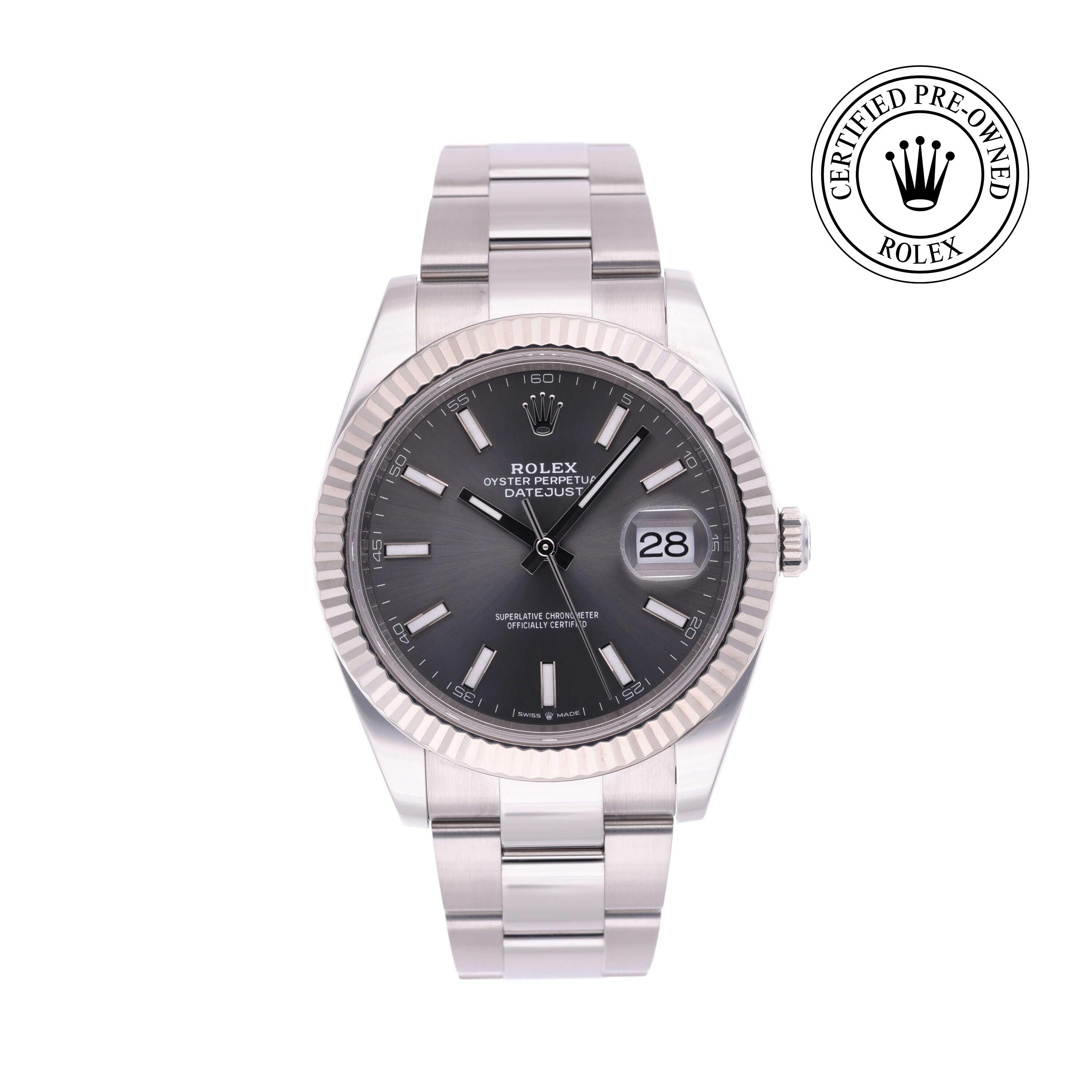 Rolex Certified Pre-owned Datejust M126334-0013 front on white background