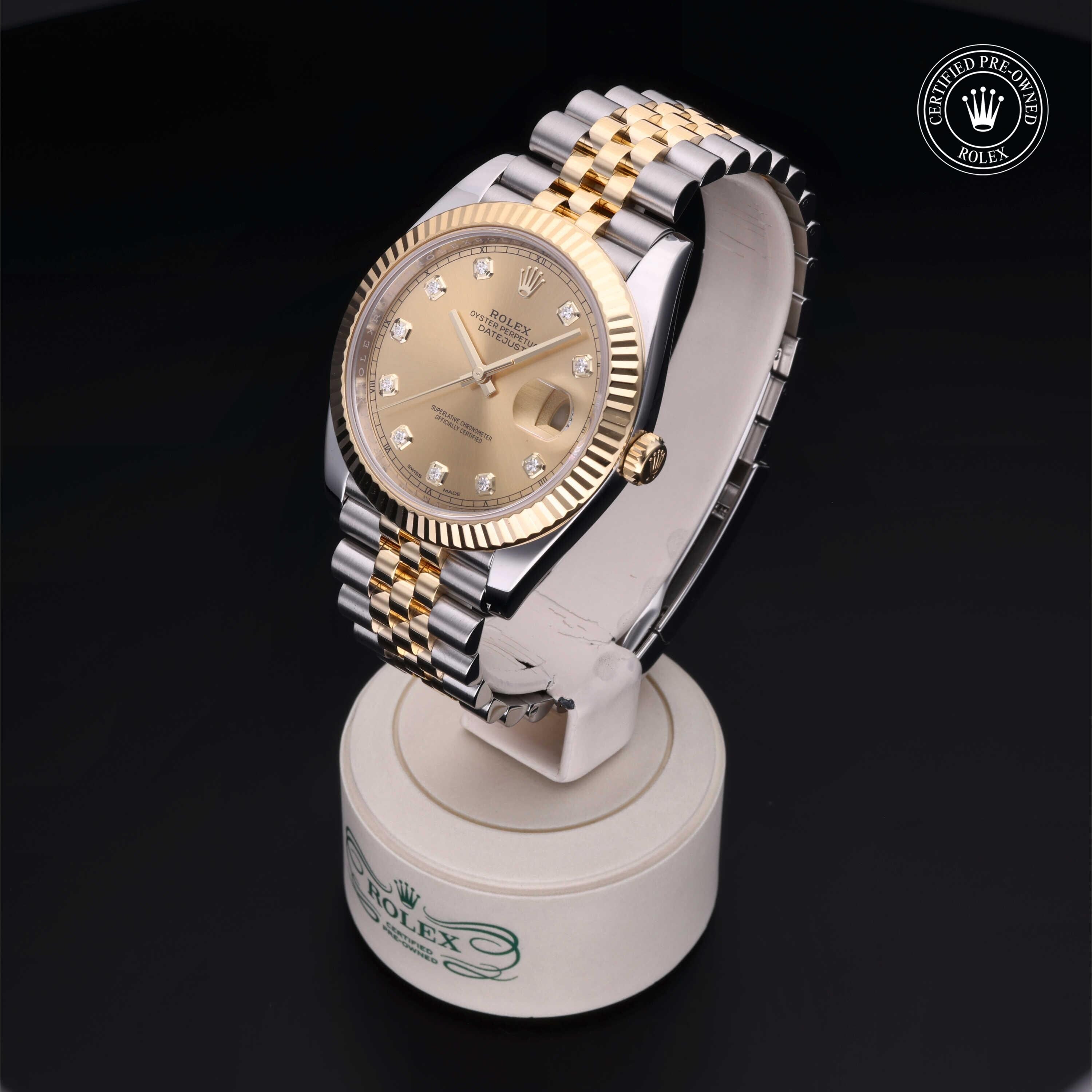 Rolex Certified Pre-owned Datejust M126333-0012 front on black background