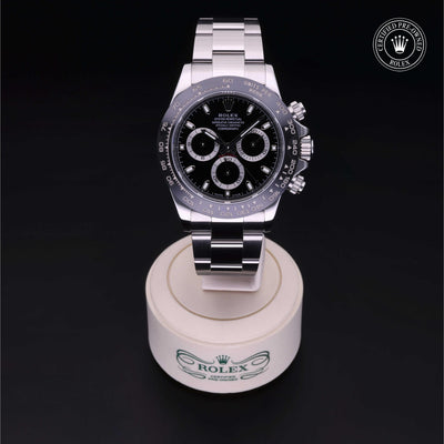 Rolex CPO Daytona M116500LN front on white background