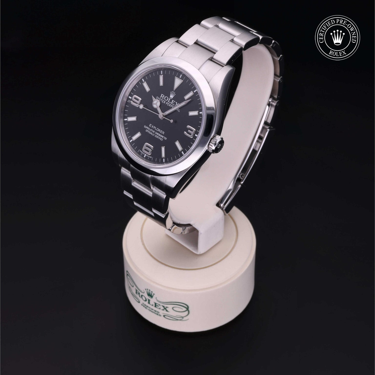 Rolex CPO Explorer M214270 front on white background