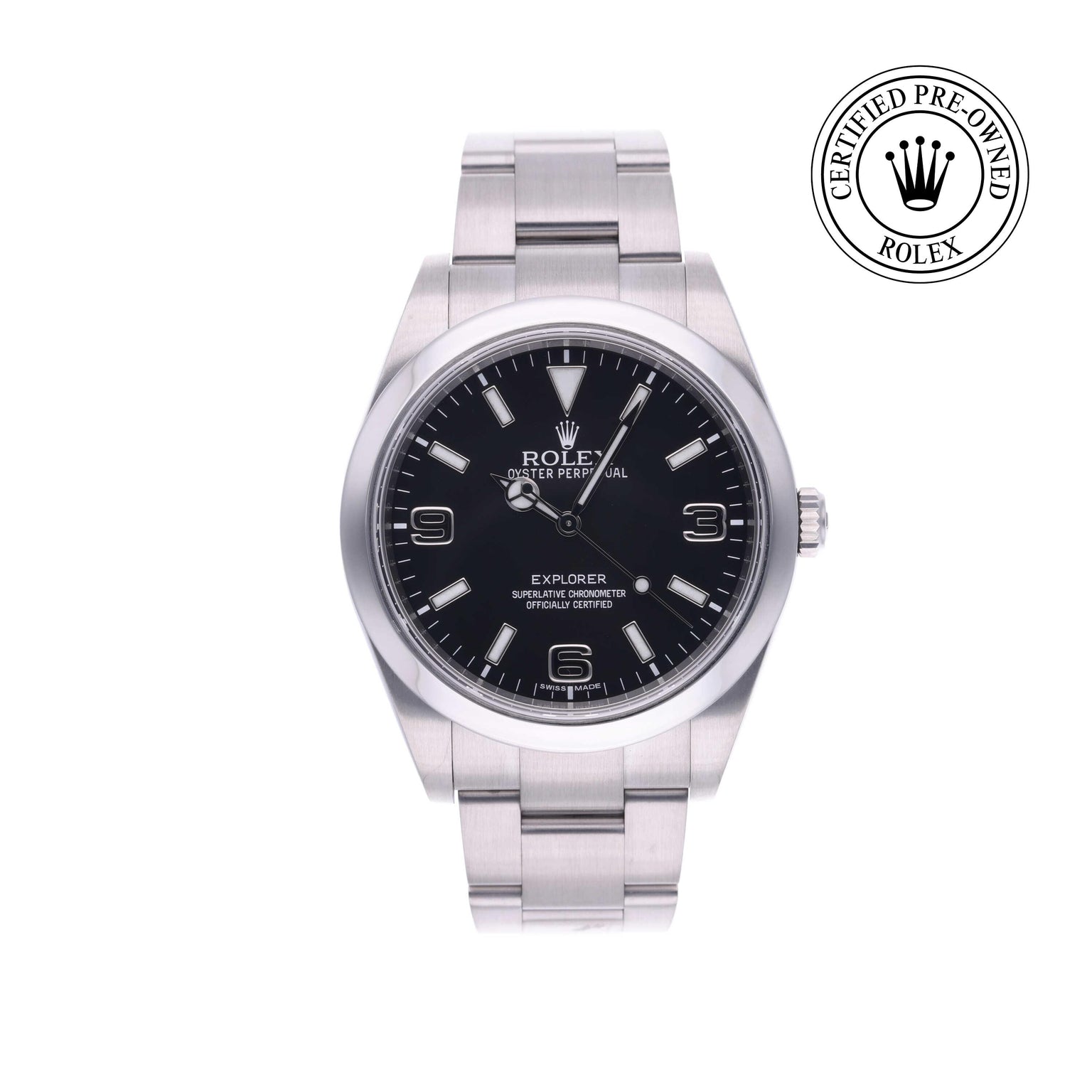 Rolex CPO Explorer M214270 front on white background
