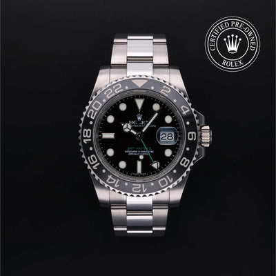 Rolex CPO GMT M116710LN front on white background